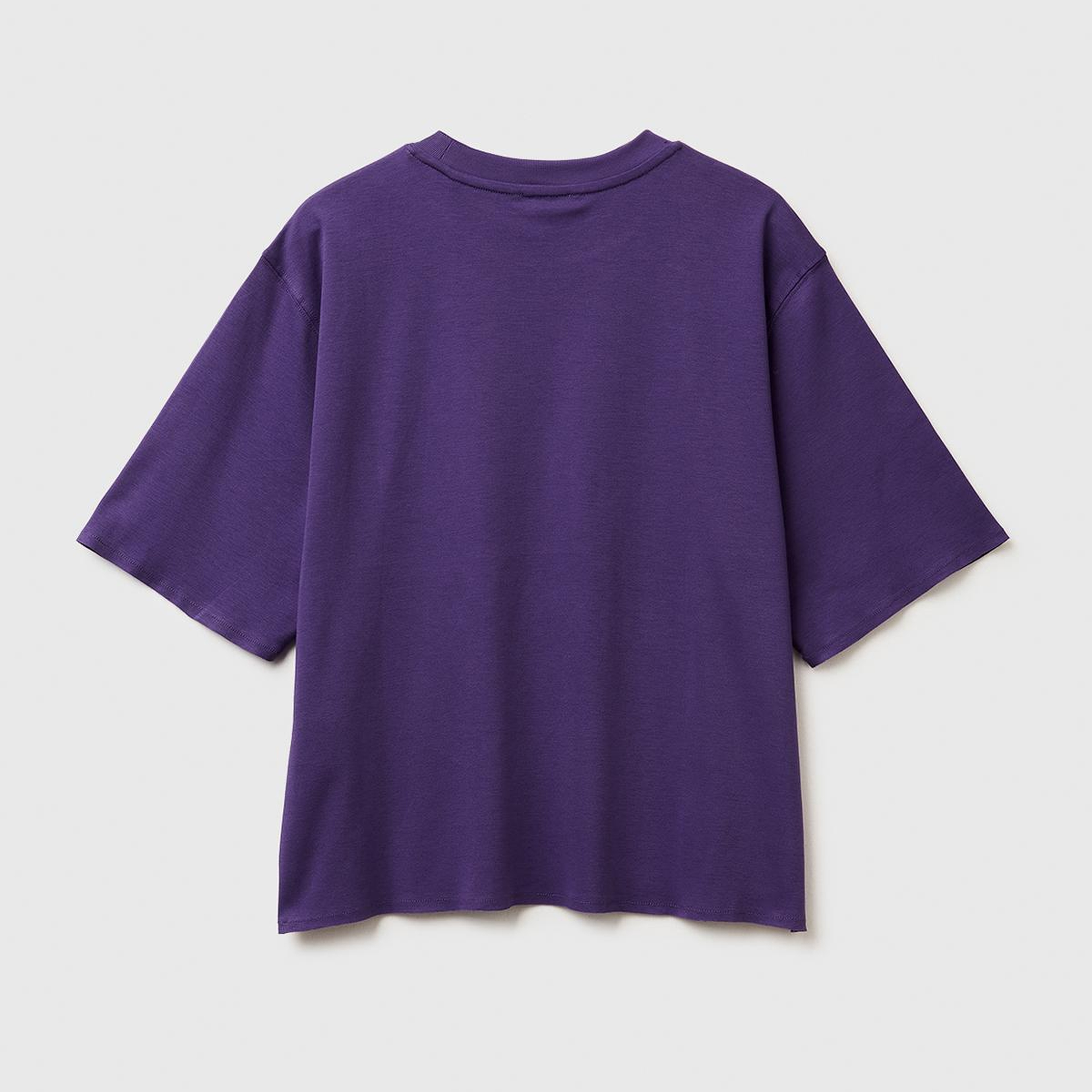 Kadın Mor %100 Pamuk Önü Yazı Baskılı Bisiklet Yaka T-Shirt