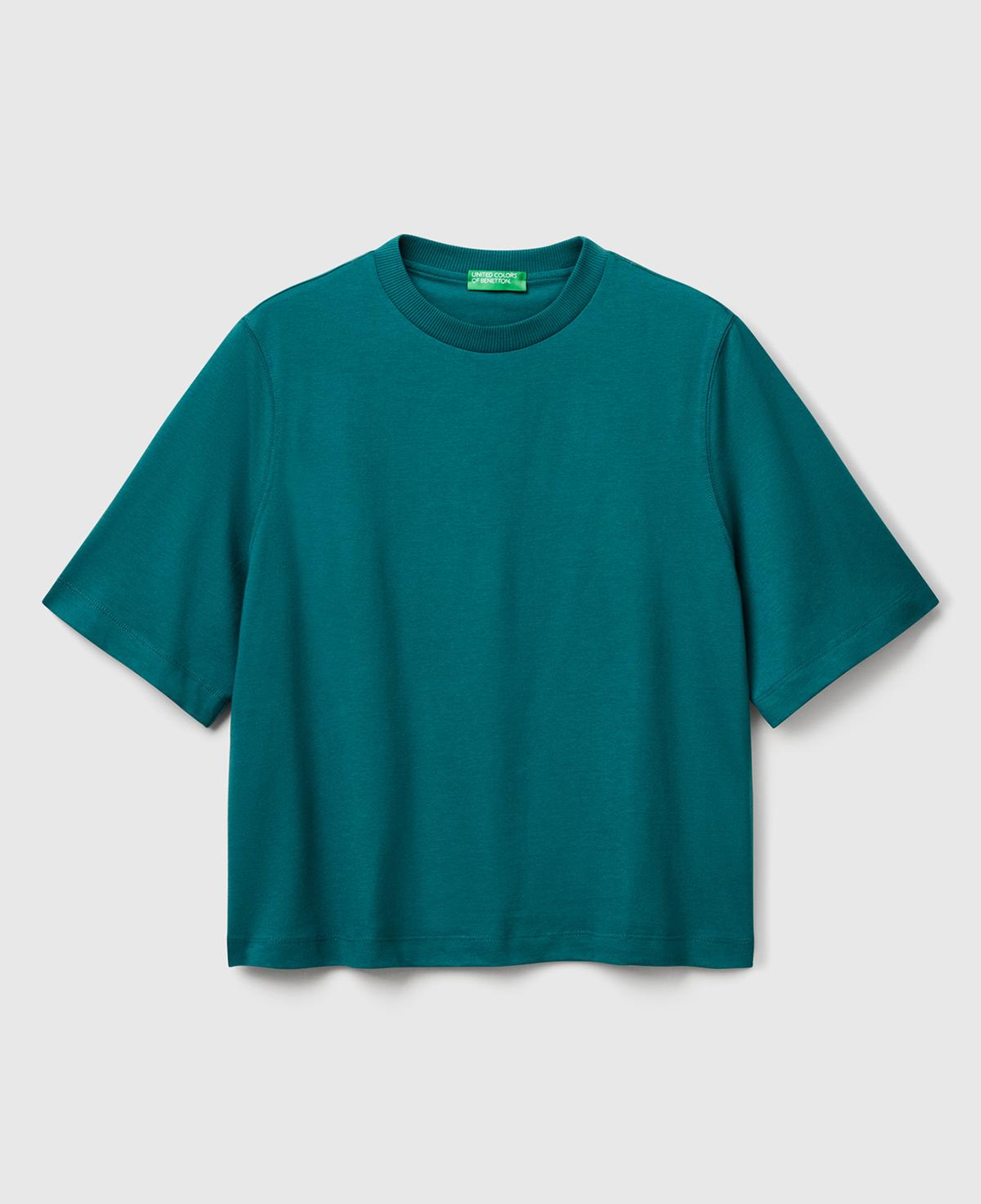 Kadın Koyu Yeşil %100 Koton Boxy Fit T-Shirt