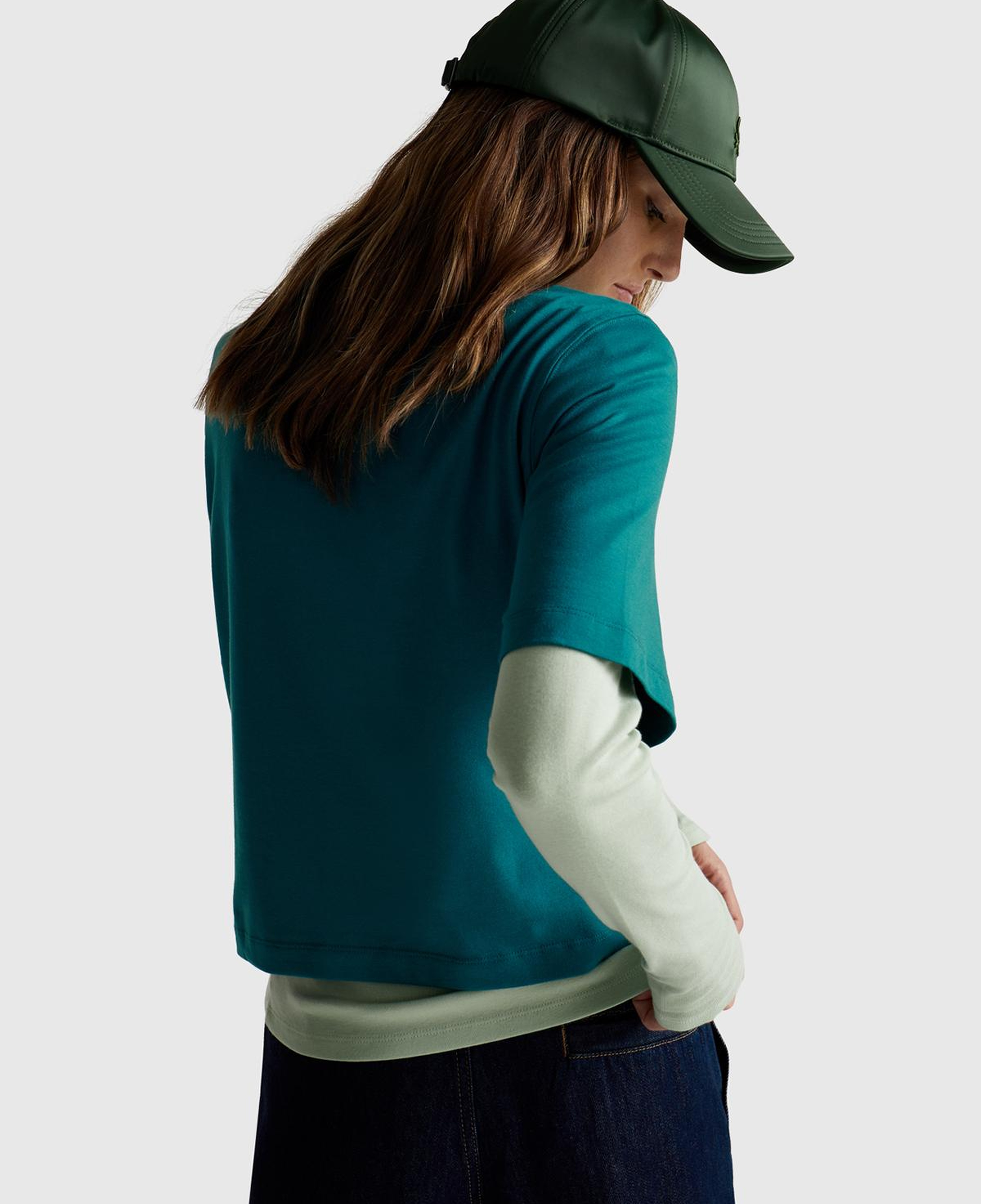 Kadın Koyu Yeşil %100 Koton Boxy Fit T-Shirt