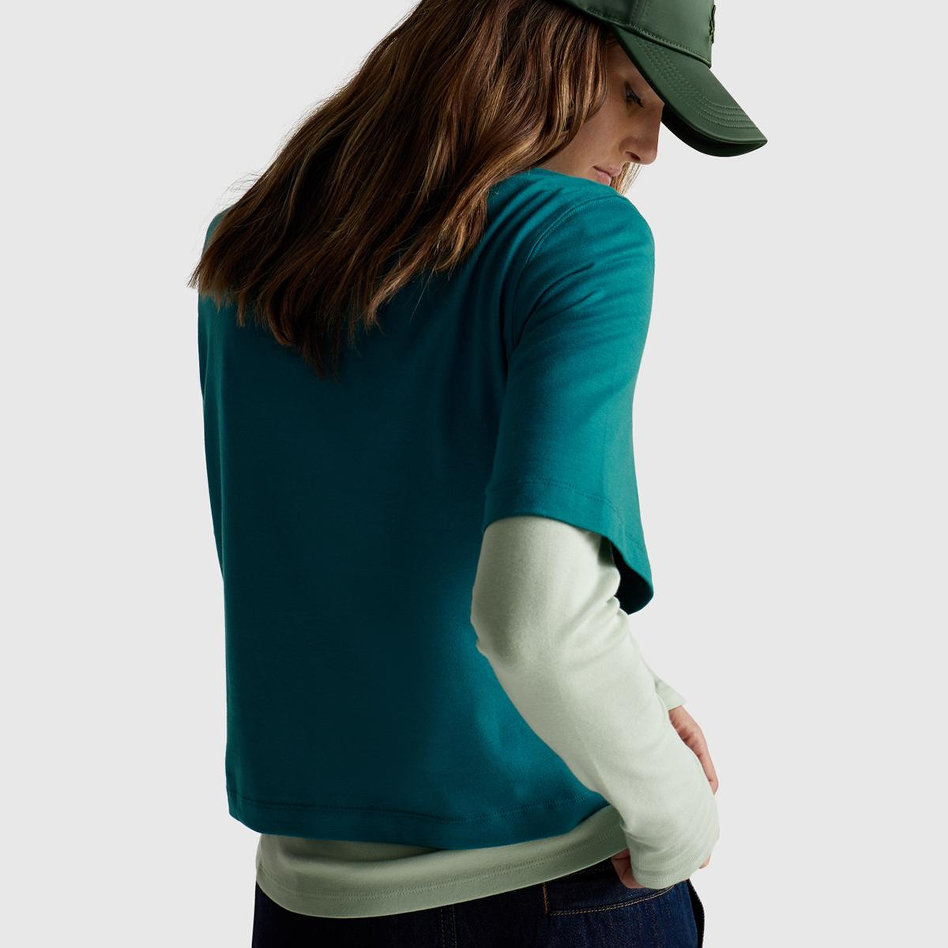 Kadın Koyu Yeşil %100 Koton Boxy Fit T-Shirt