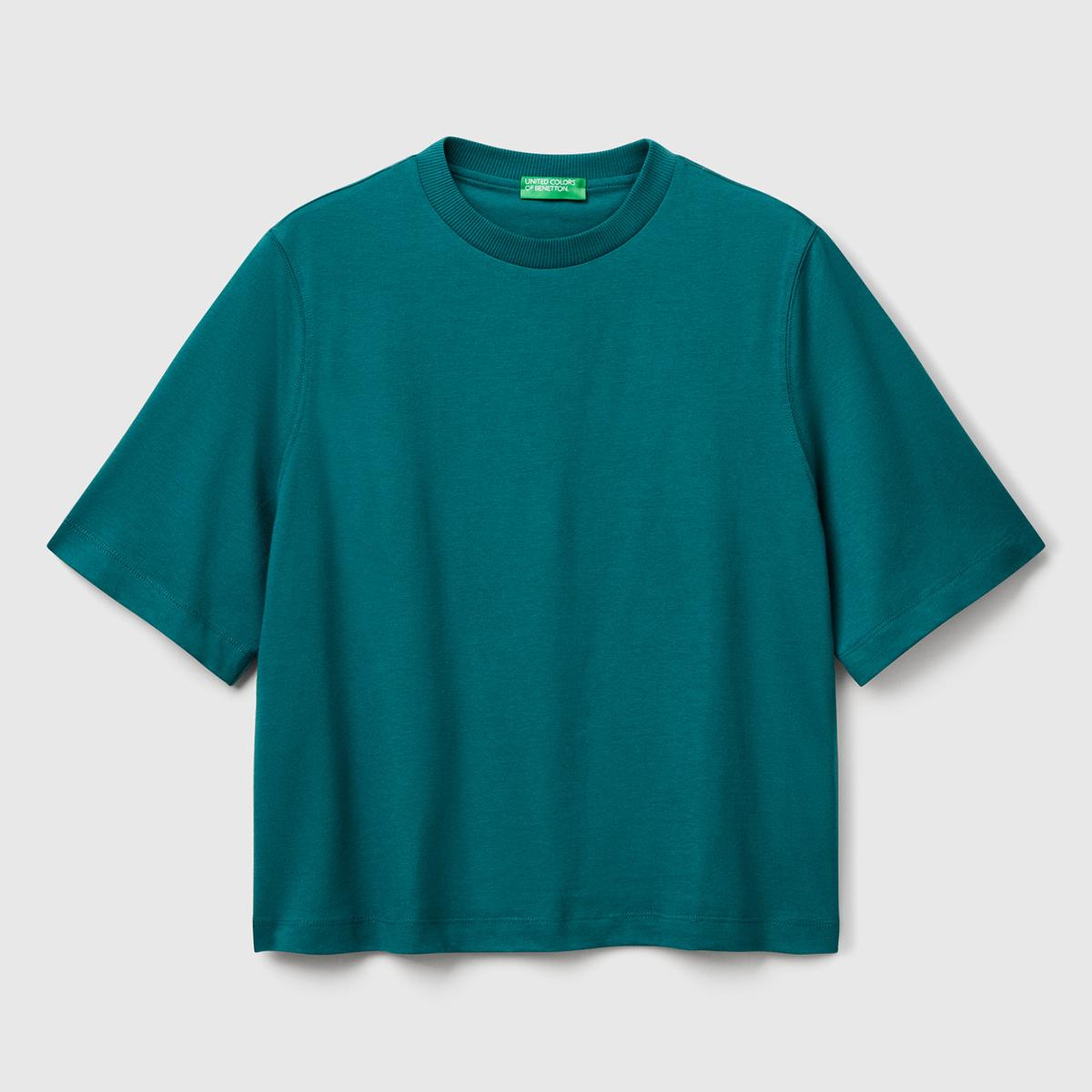 Kadın Koyu Yeşil %100 Koton Boxy Fit T-Shirt