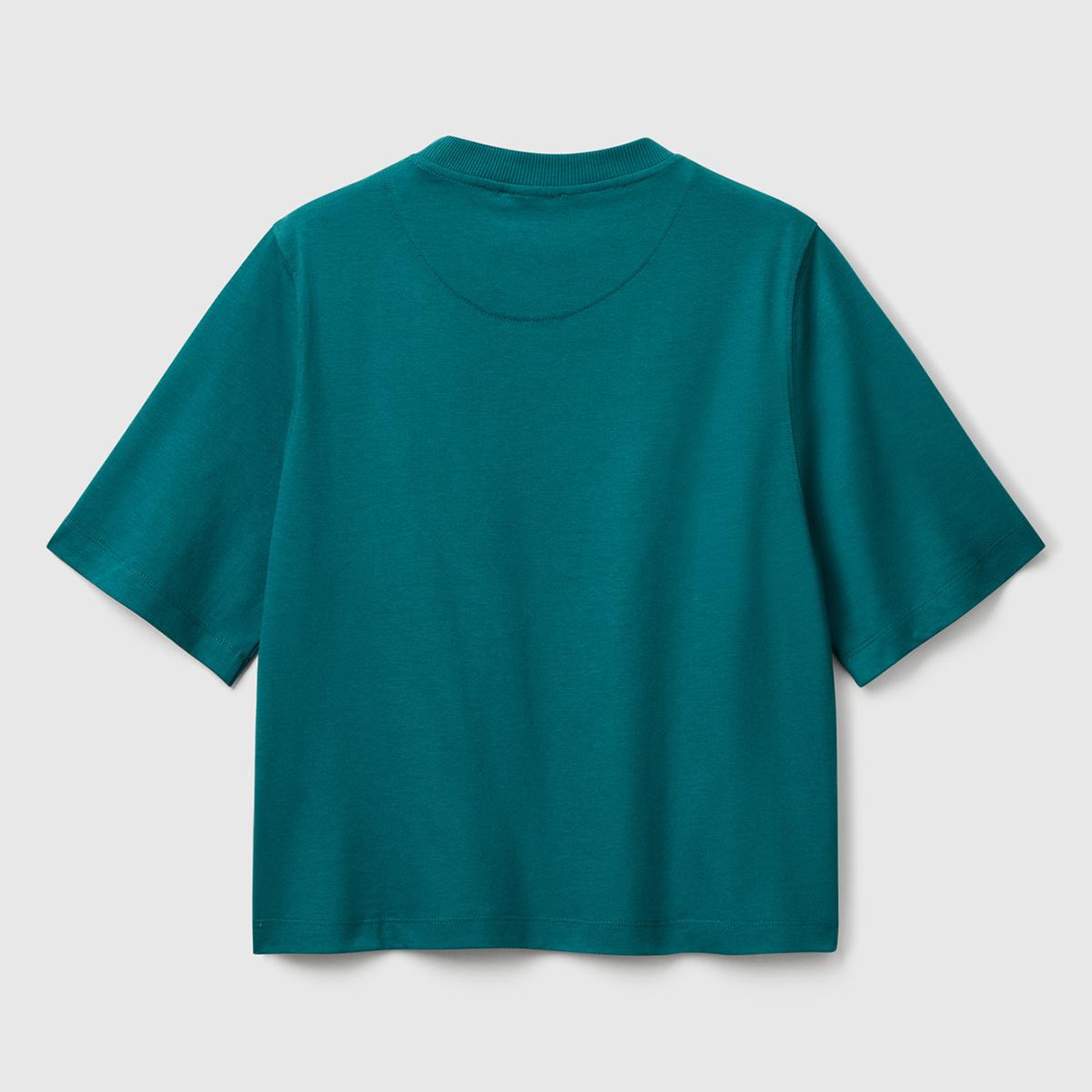 Kadın Koyu Yeşil %100 Koton Boxy Fit T-Shirt