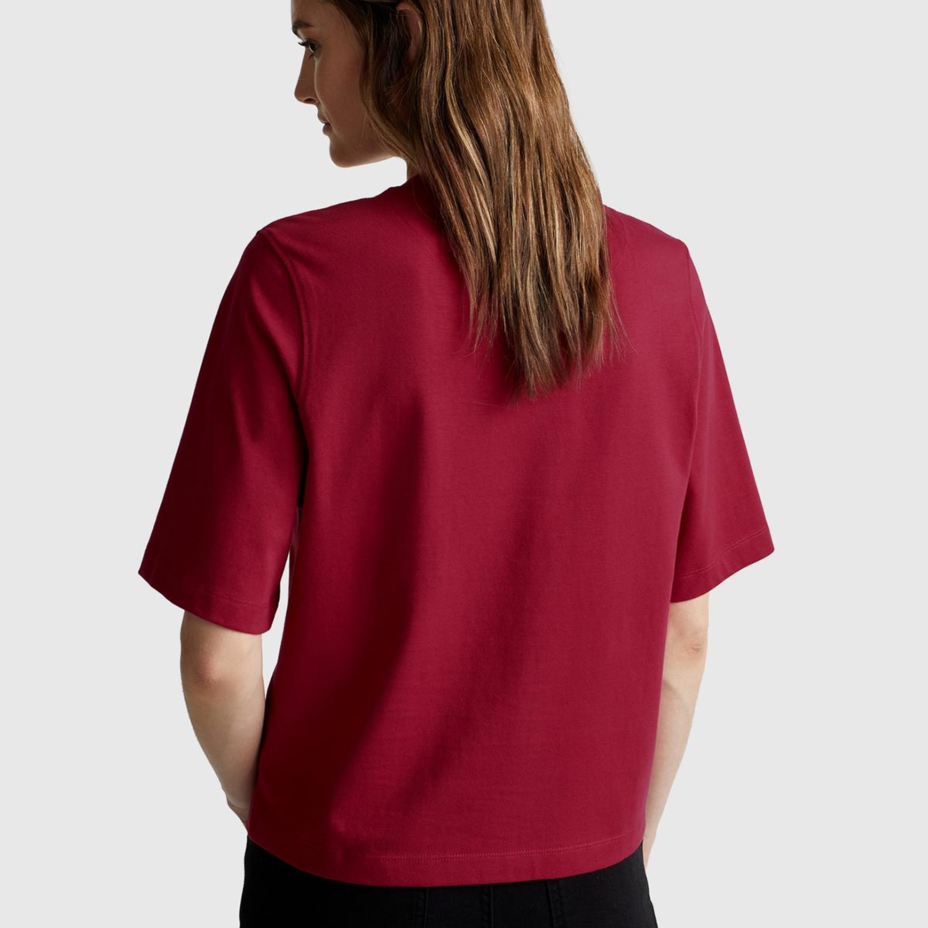 Kadın Fuşya %100 Koton Boxy Fit T-Shirt