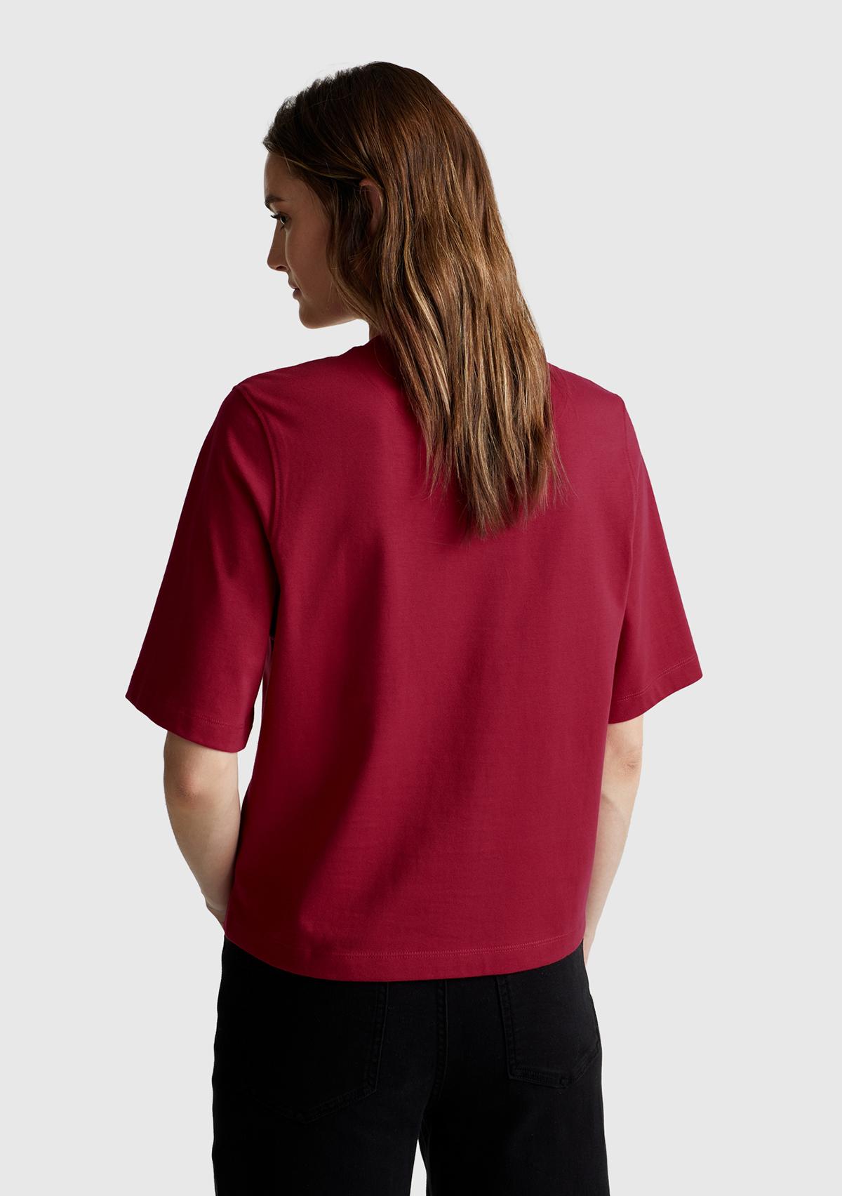Kadın Fuşya %100 Koton Boxy Fit T-Shirt