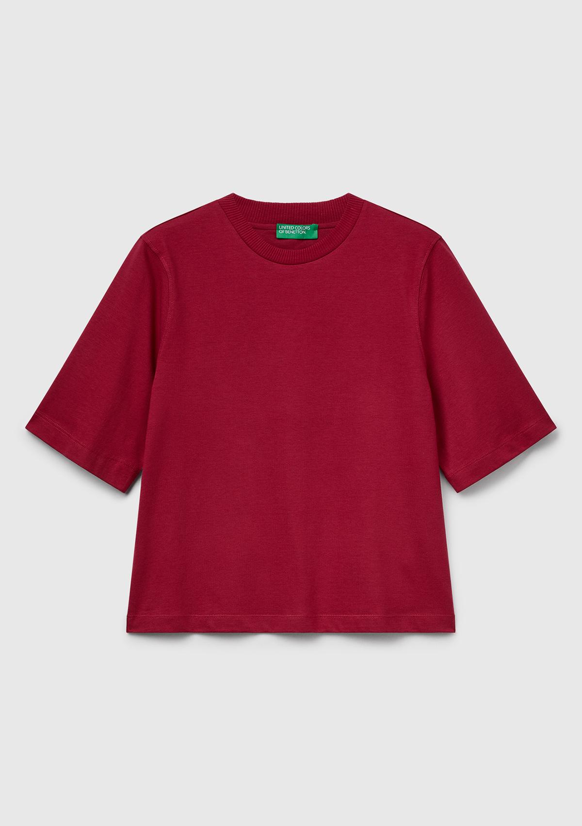 Kadın Fuşya %100 Koton Boxy Fit T-Shirt