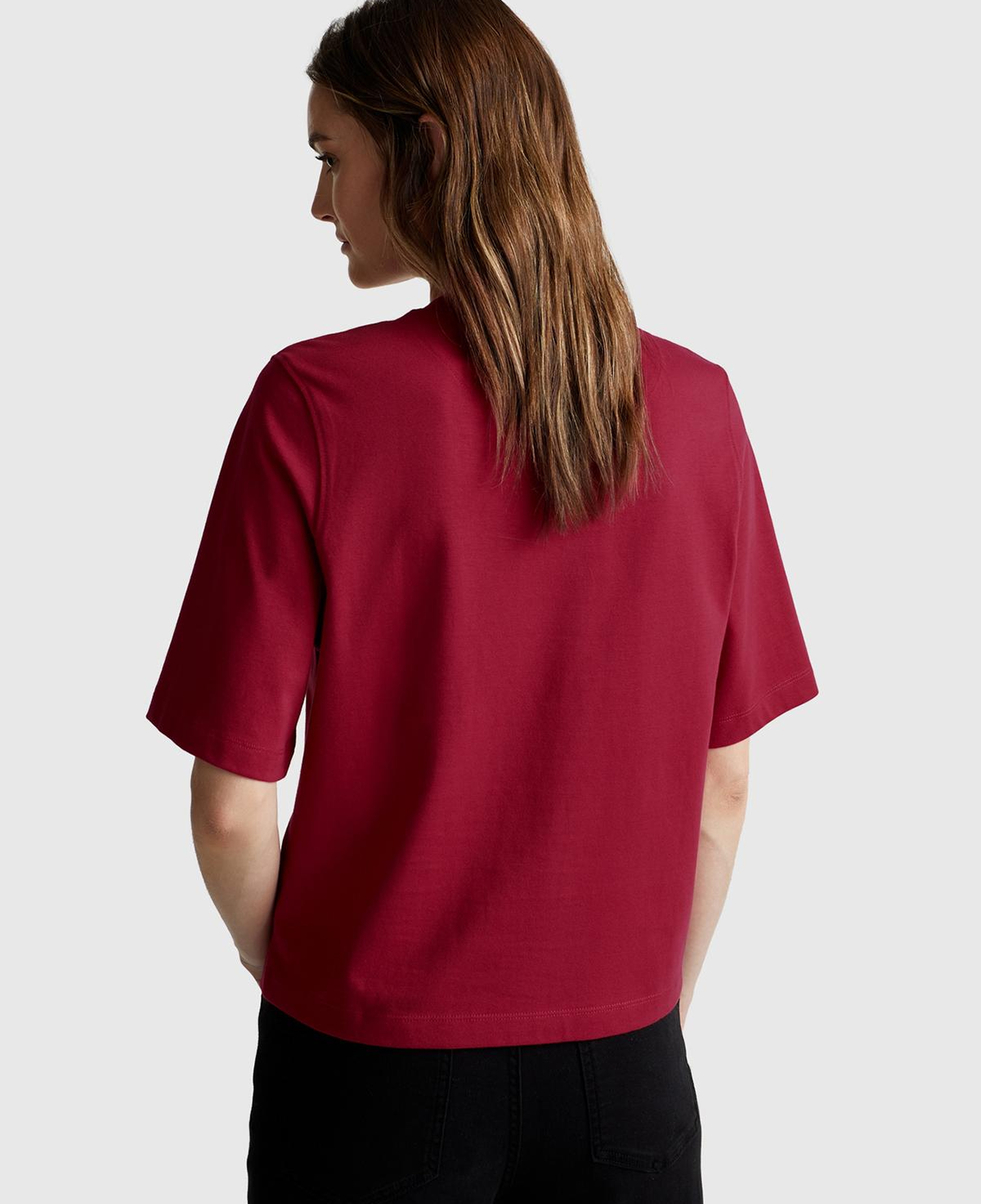 Kadın Fuşya %100 Koton Boxy Fit T-Shirt