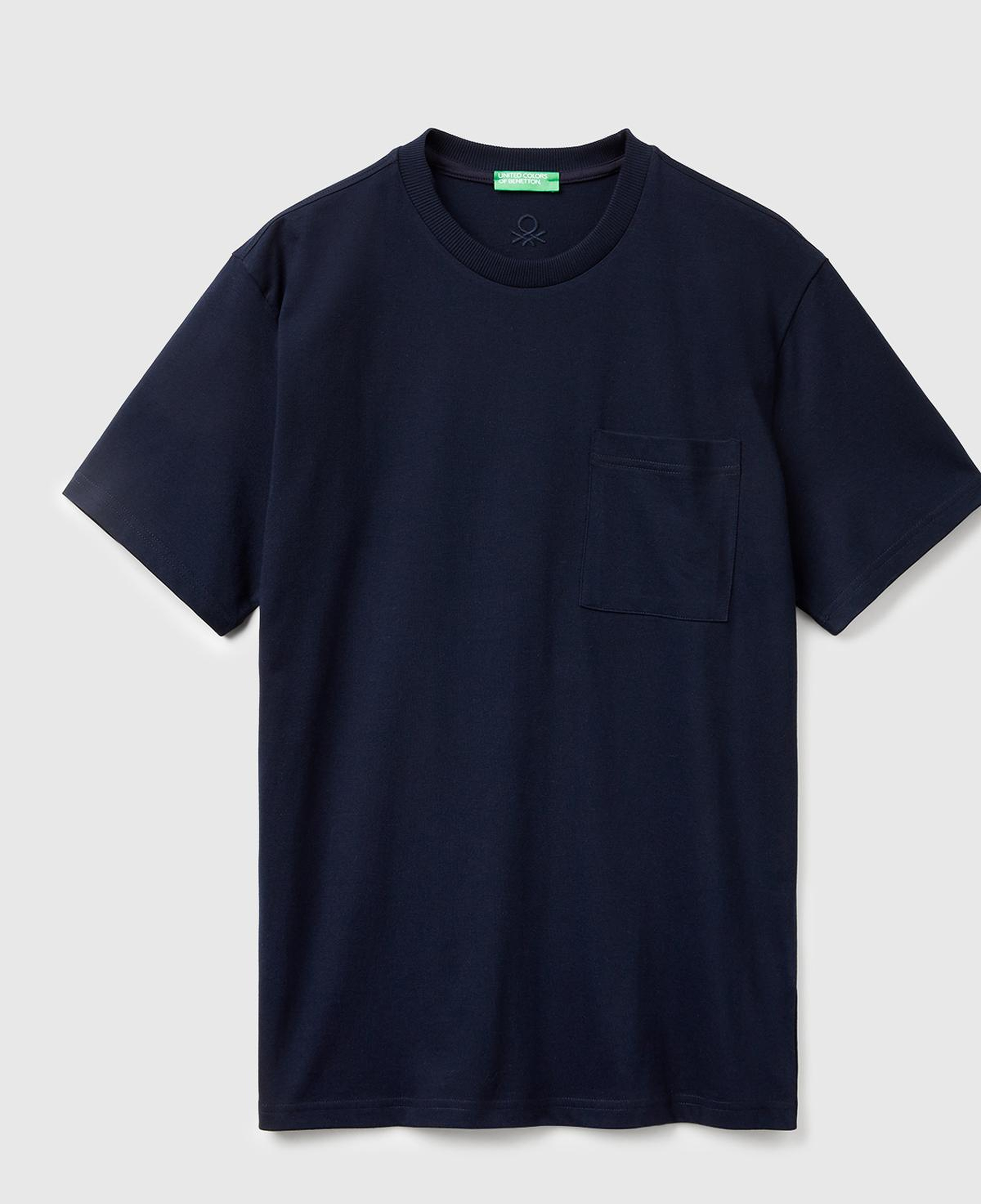 Erkek Lacivert %100 Pamuk Yama Cep Detaylı Oversize T-Shirt