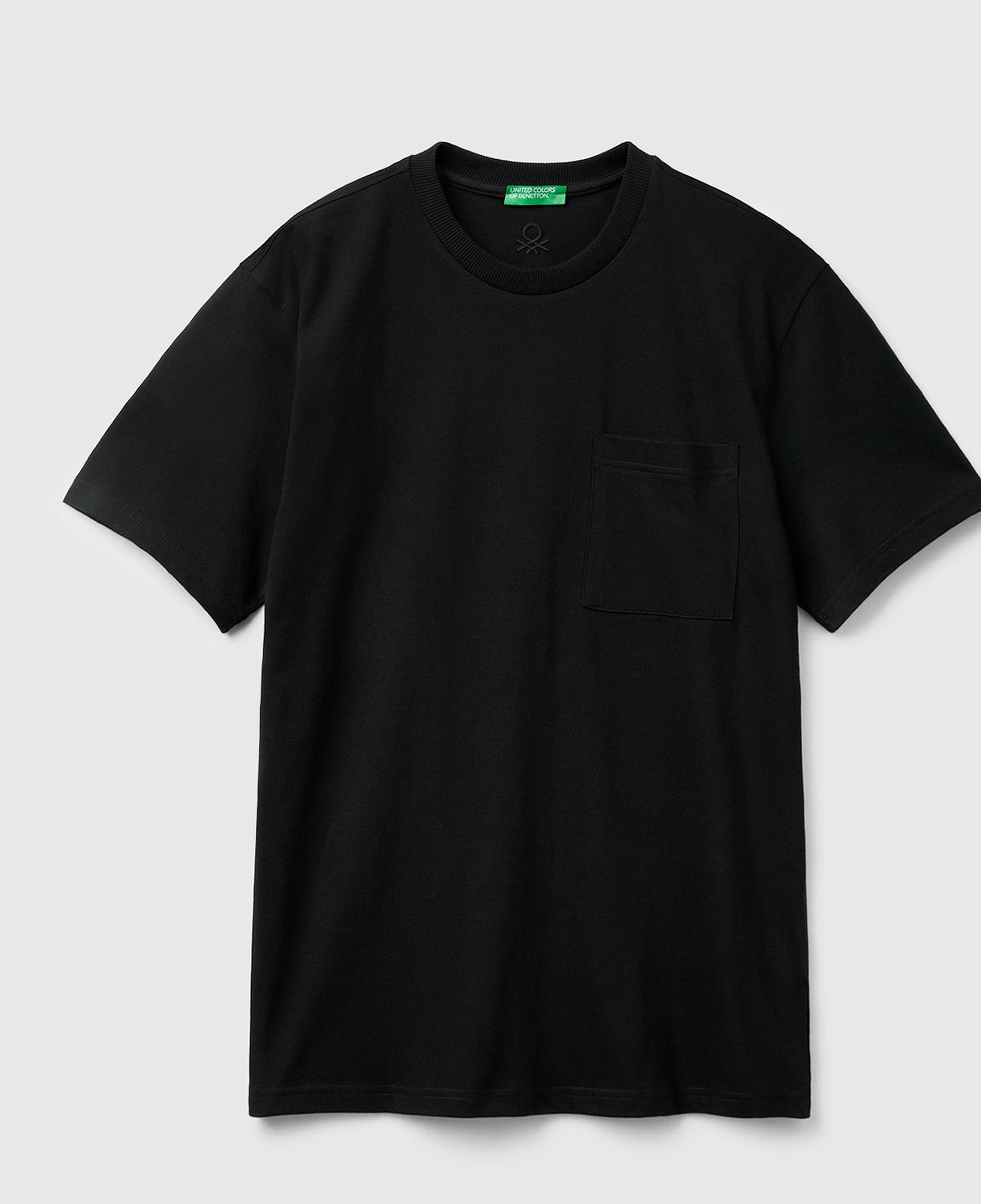 Erkek Siyah %100 Pamuk Yama Cep Detaylı Oversize T-Shirt