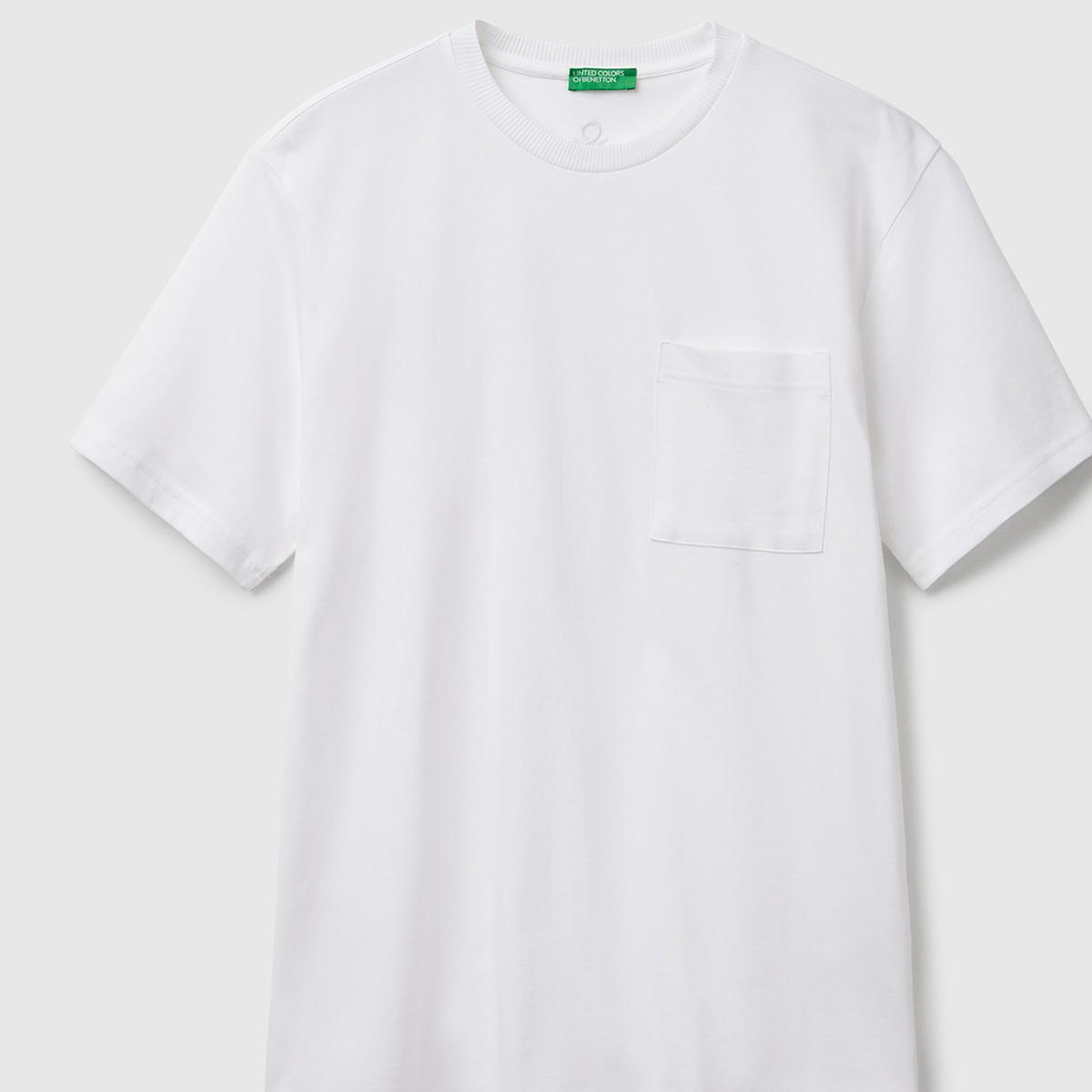 Erkek Beyaz %100 Pamuk Yama Cep Detaylı Oversize T-Shirt