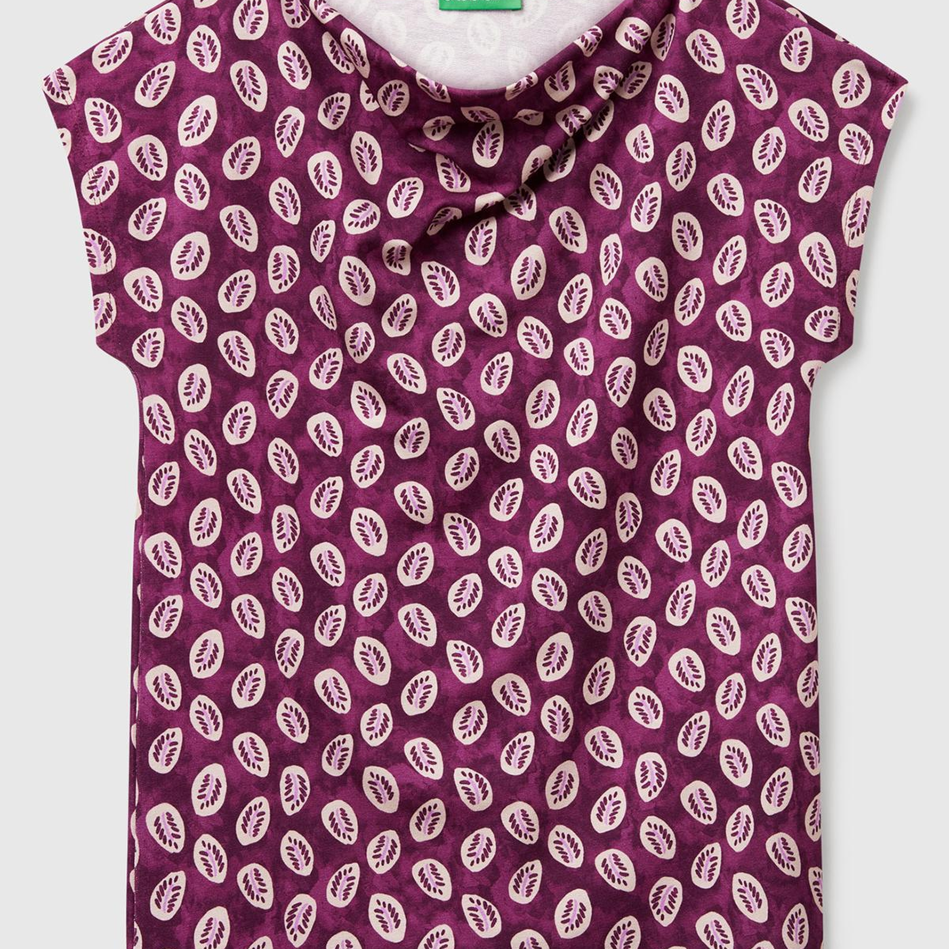 Kadın Mürdüm Desenli Kolsuz T-Shirt