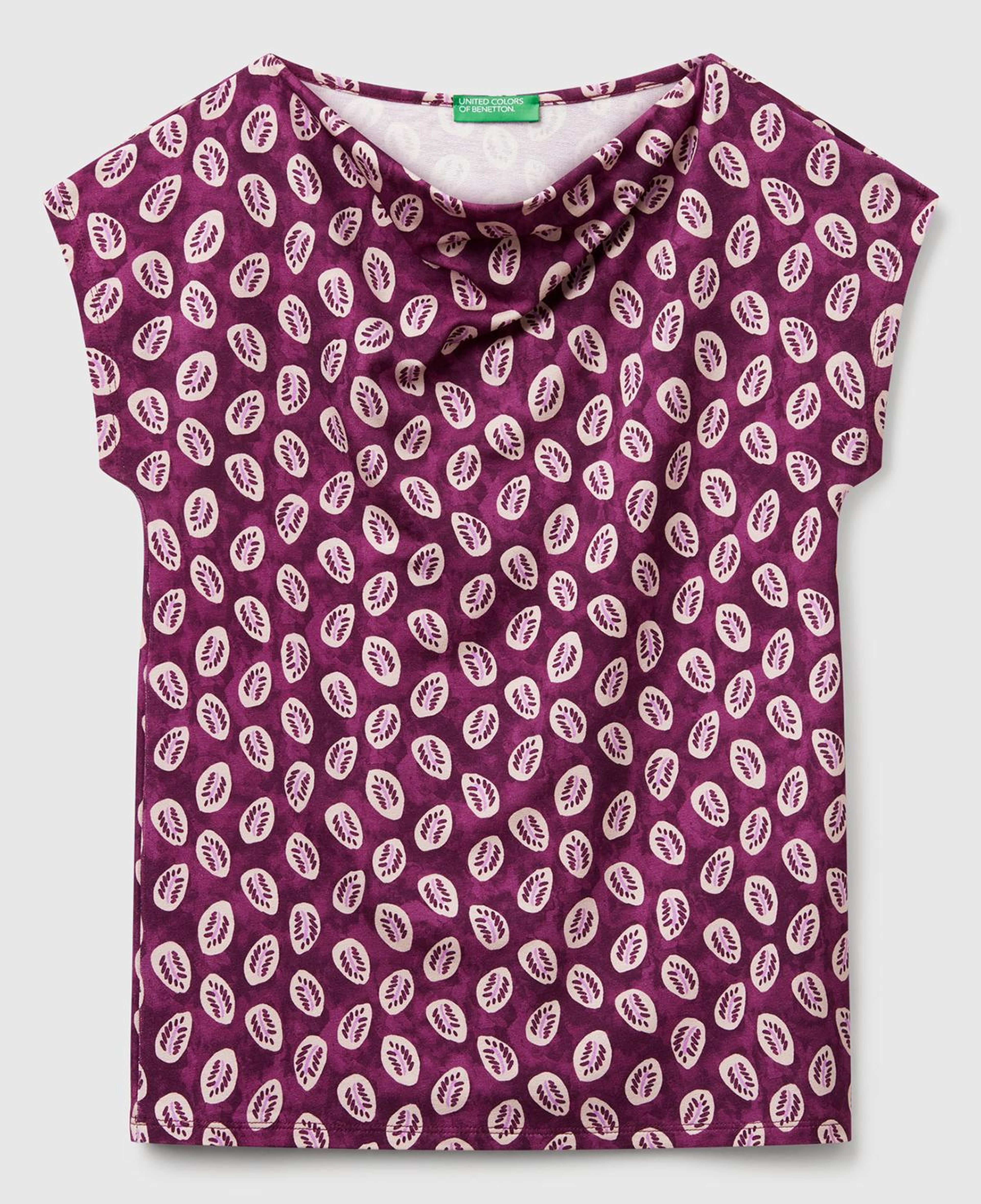 Kadın Mürdüm Desenli Kolsuz T-Shirt