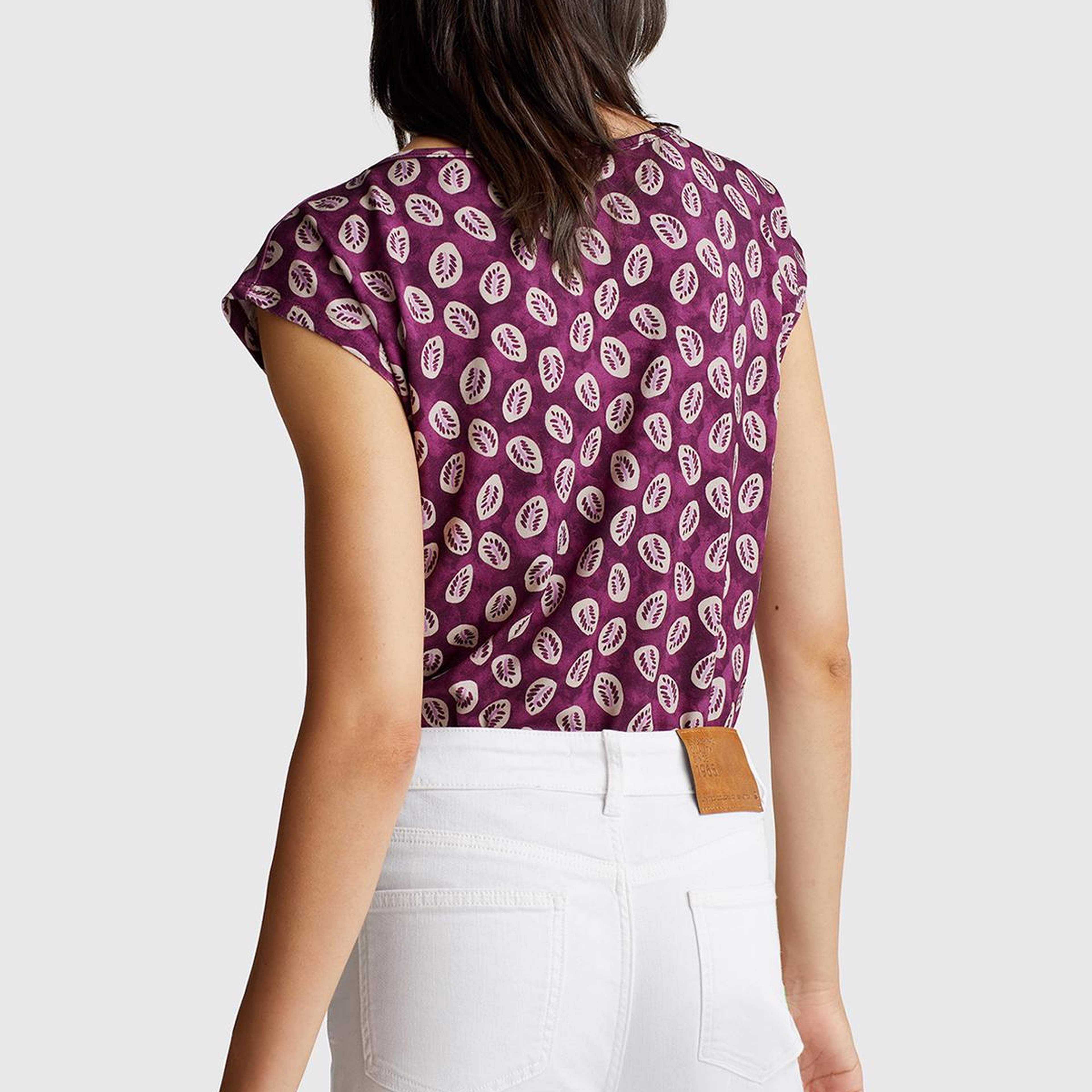 Kadın Mürdüm Desenli Kolsuz T-Shirt