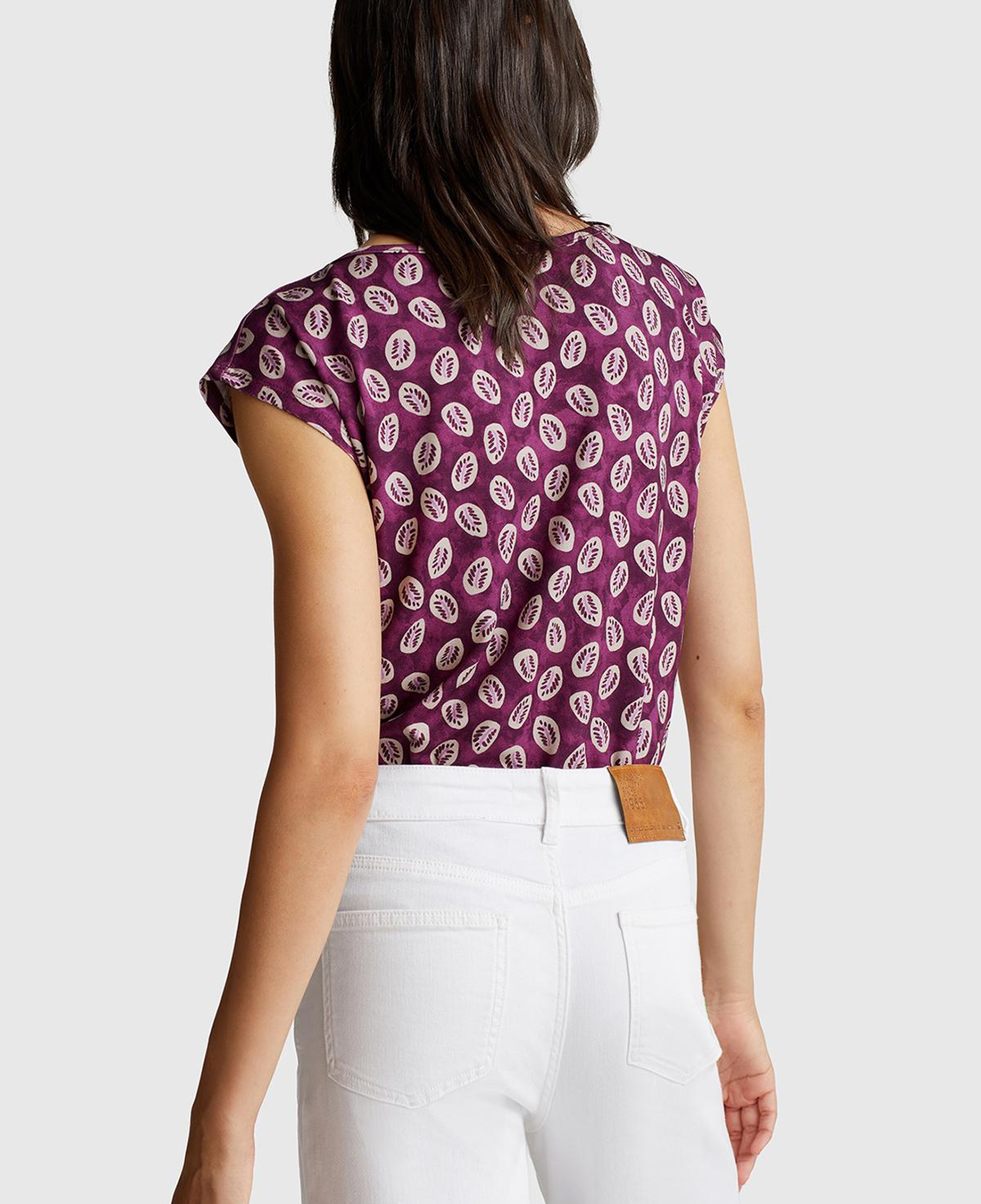 Kadın Mürdüm Desenli Kolsuz T-Shirt