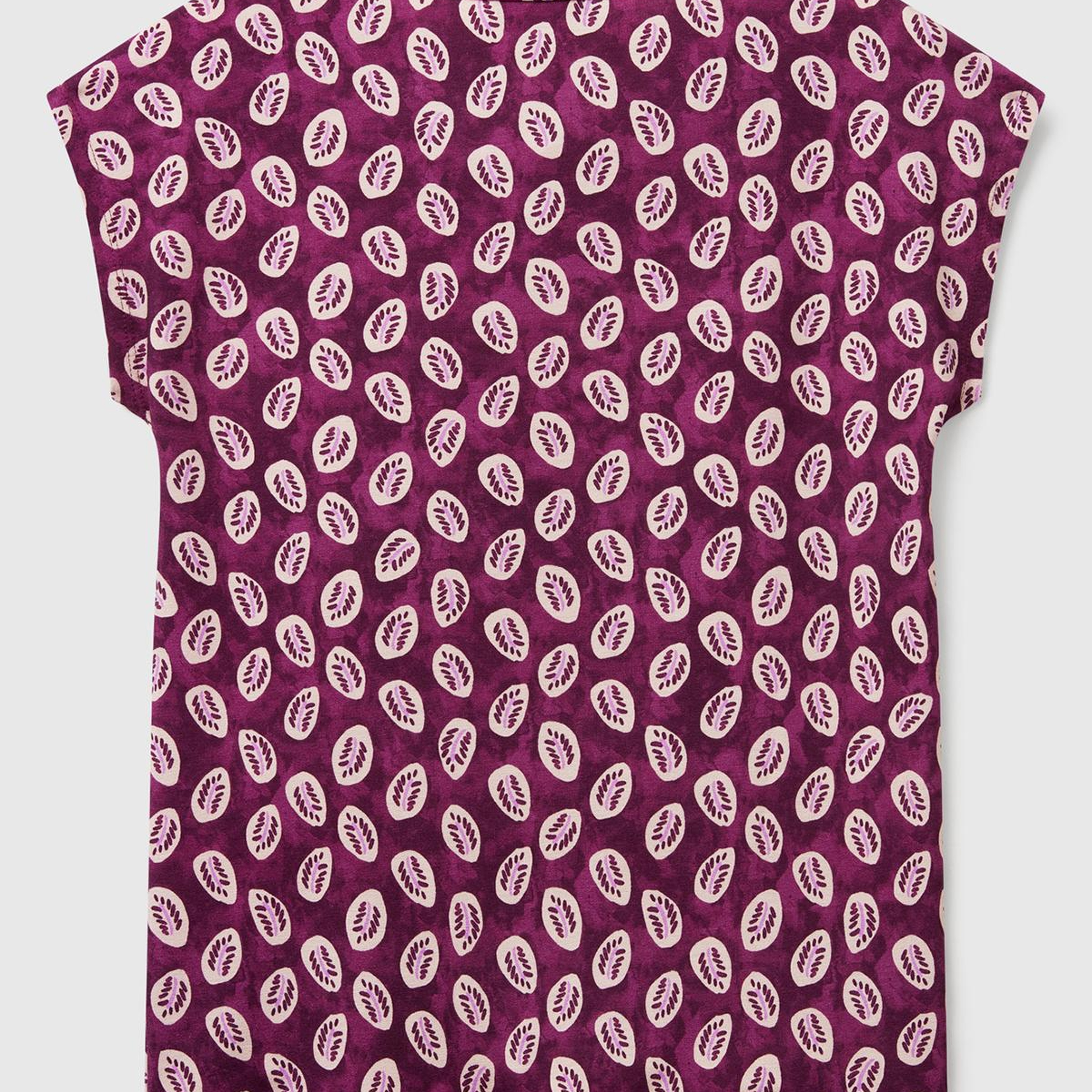 Kadın Mürdüm Desenli Kolsuz T-Shirt