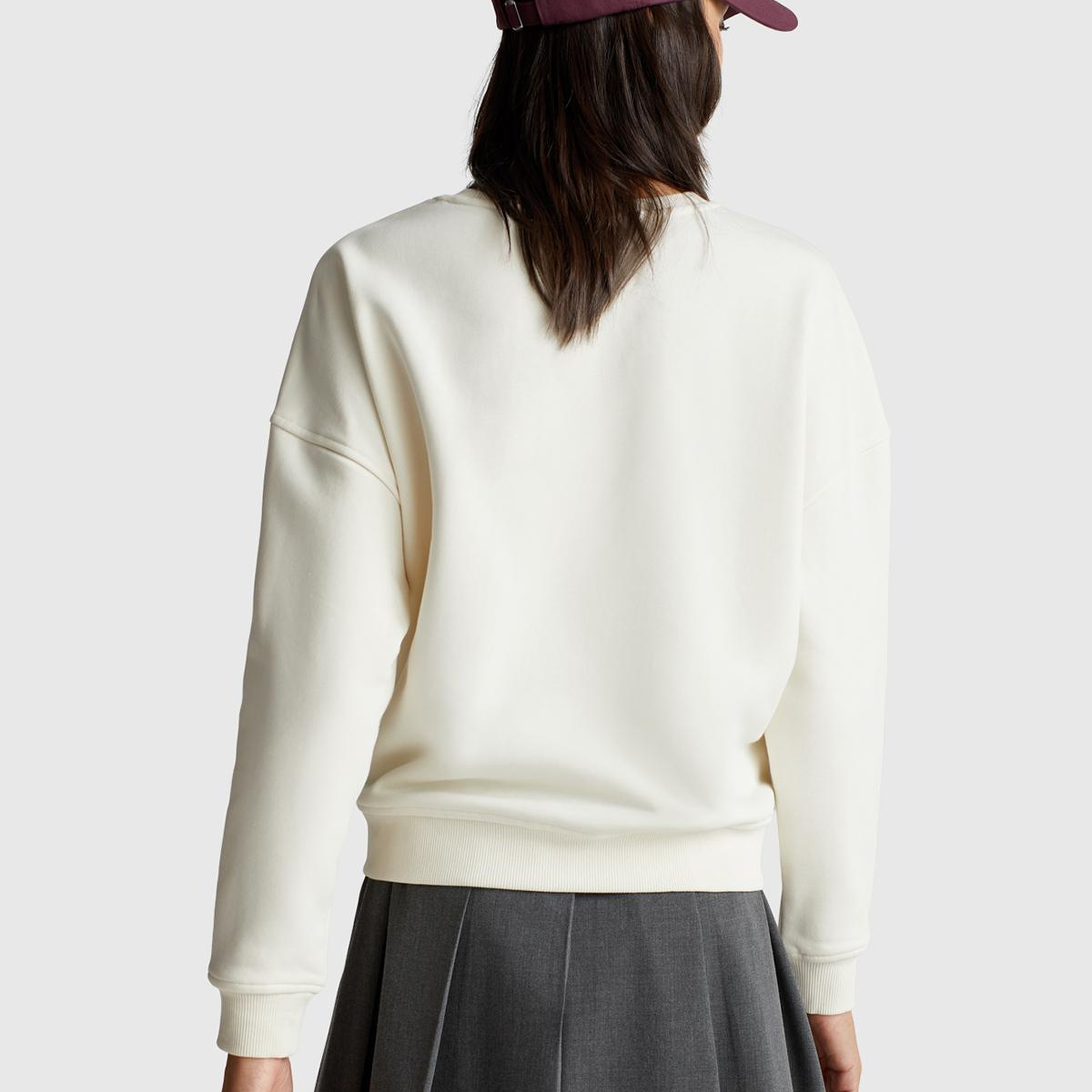 Kadın Krem Koton Karışımlı  Çiçek Motifli Sweatshirt