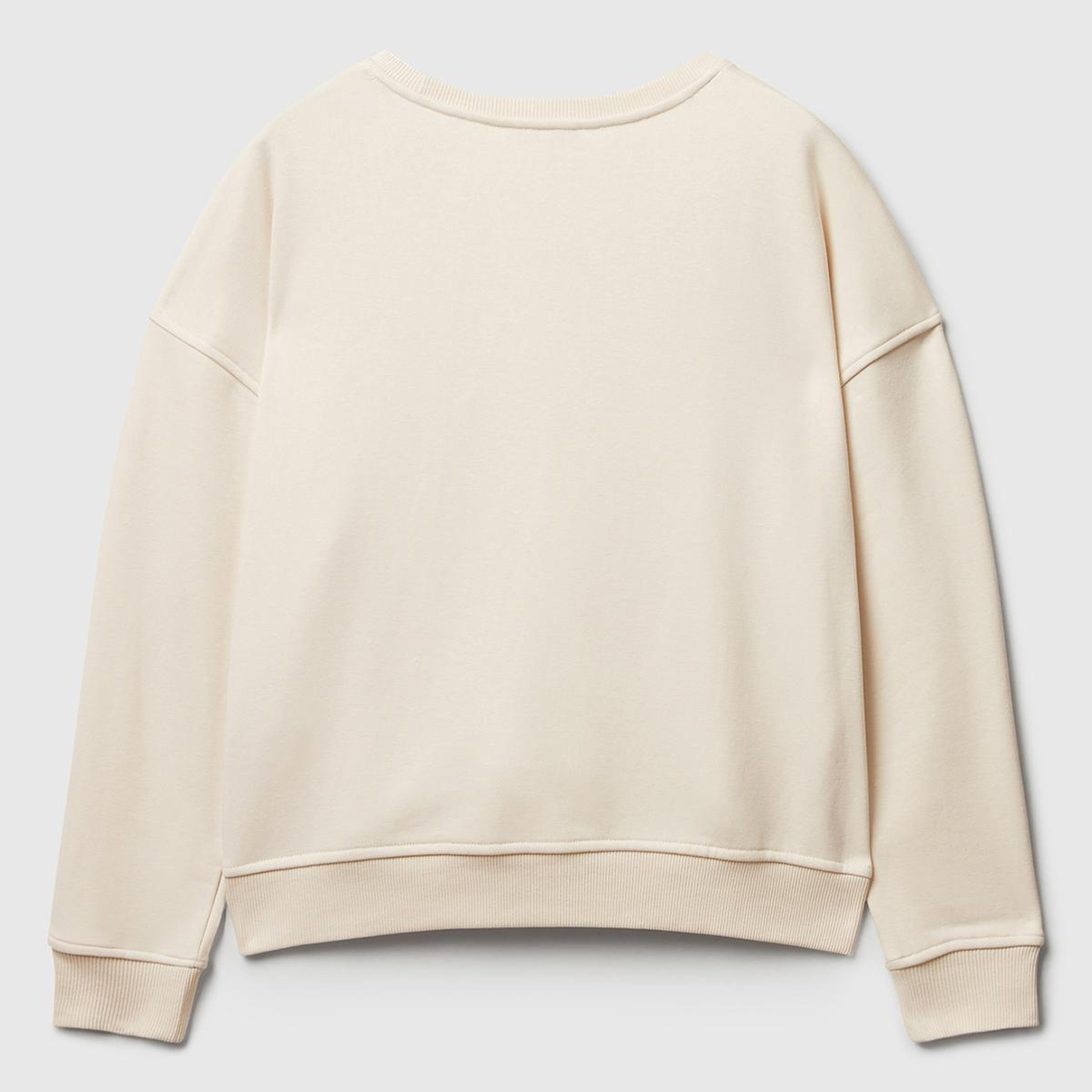 Kadın Krem Koton Karışımlı  Çiçek Motifli Sweatshirt