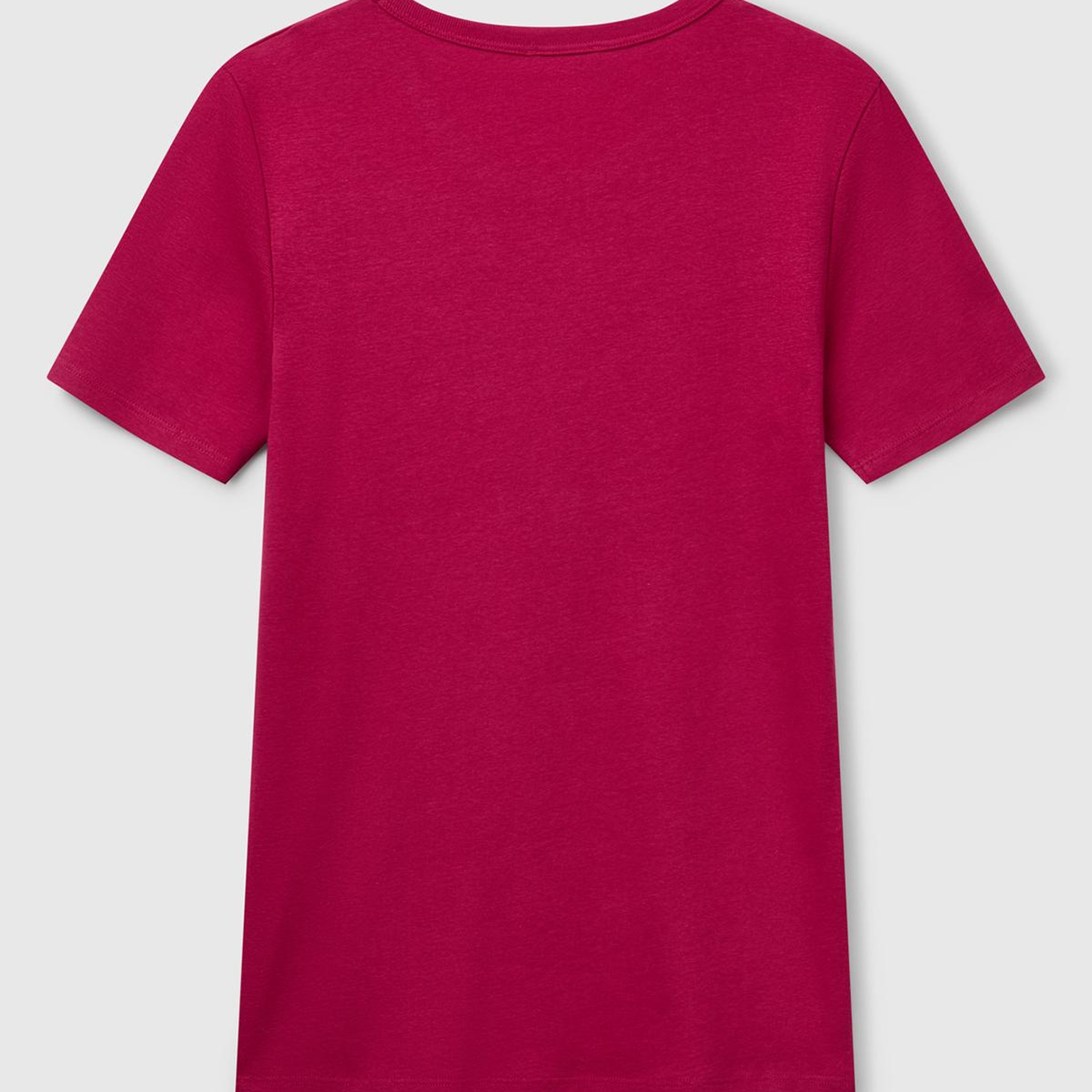Kadın Fuşya %100 Koton Basic Kısa Kollu Bisiklet Yaka T-Shirt