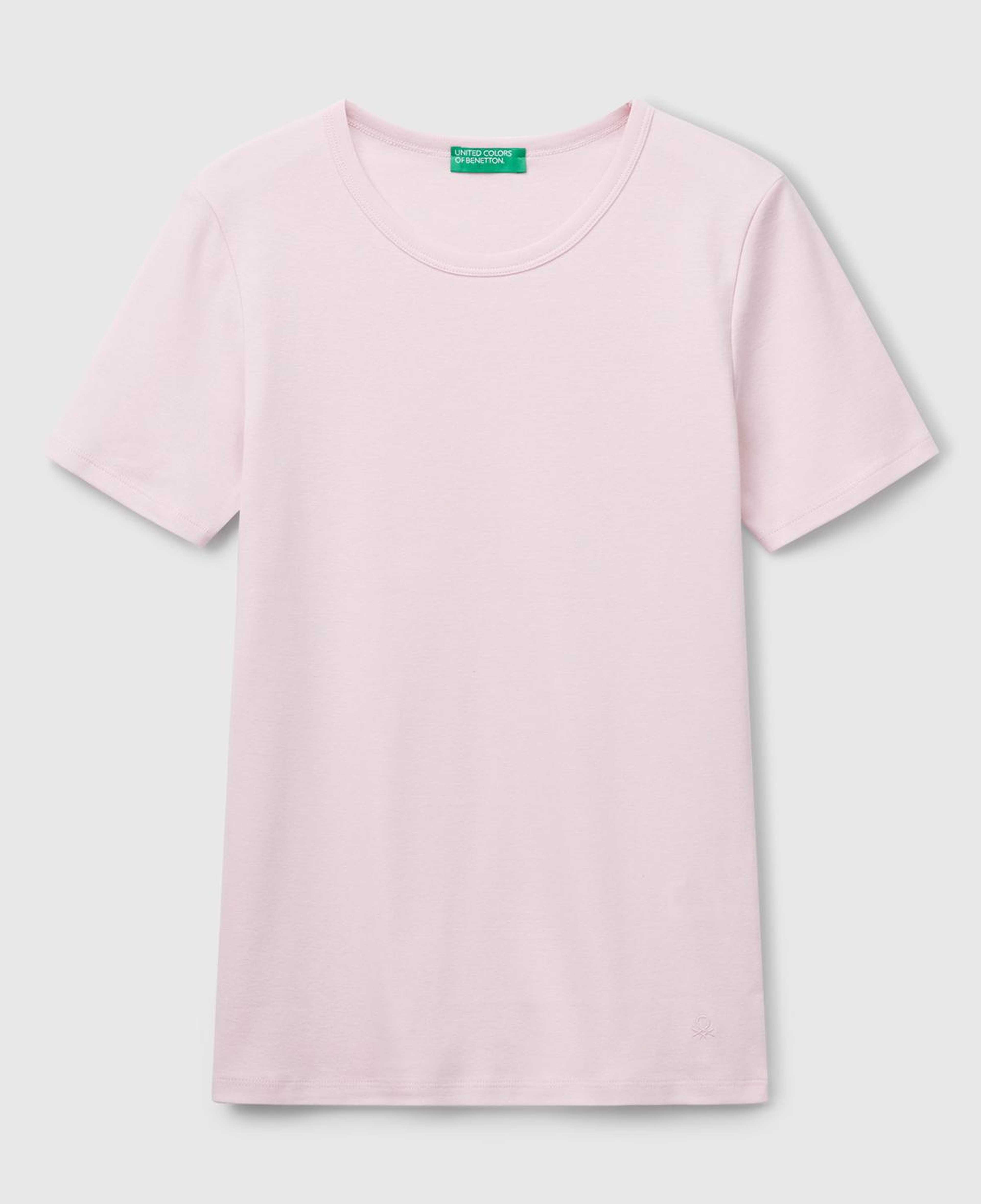 Kadın Açık Pembe %100 Koton Basic Kısa Kollu Bisiklet Yaka T-Shirt