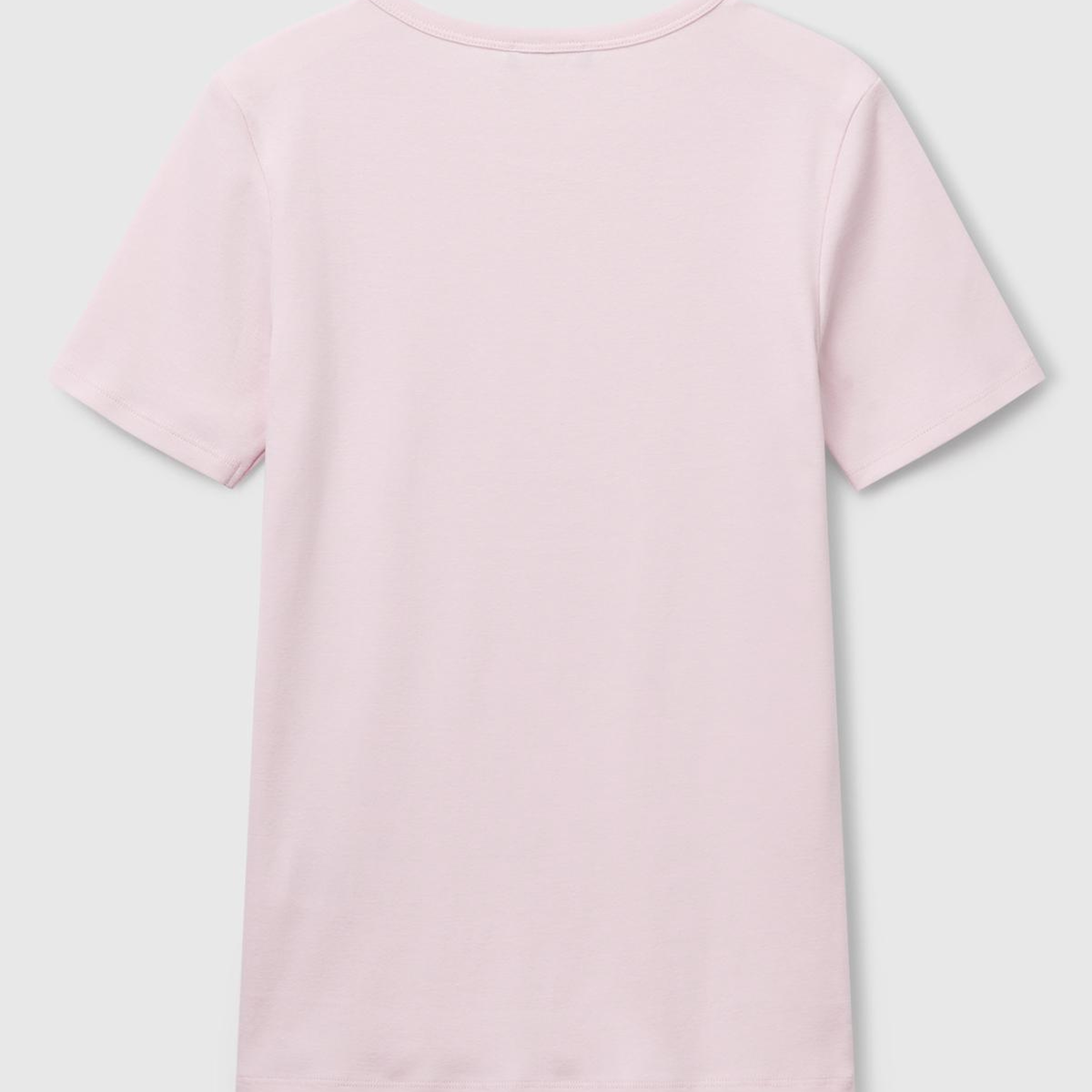 Kadın Açık Pembe %100 Koton Basic Kısa Kollu Bisiklet Yaka T-Shirt