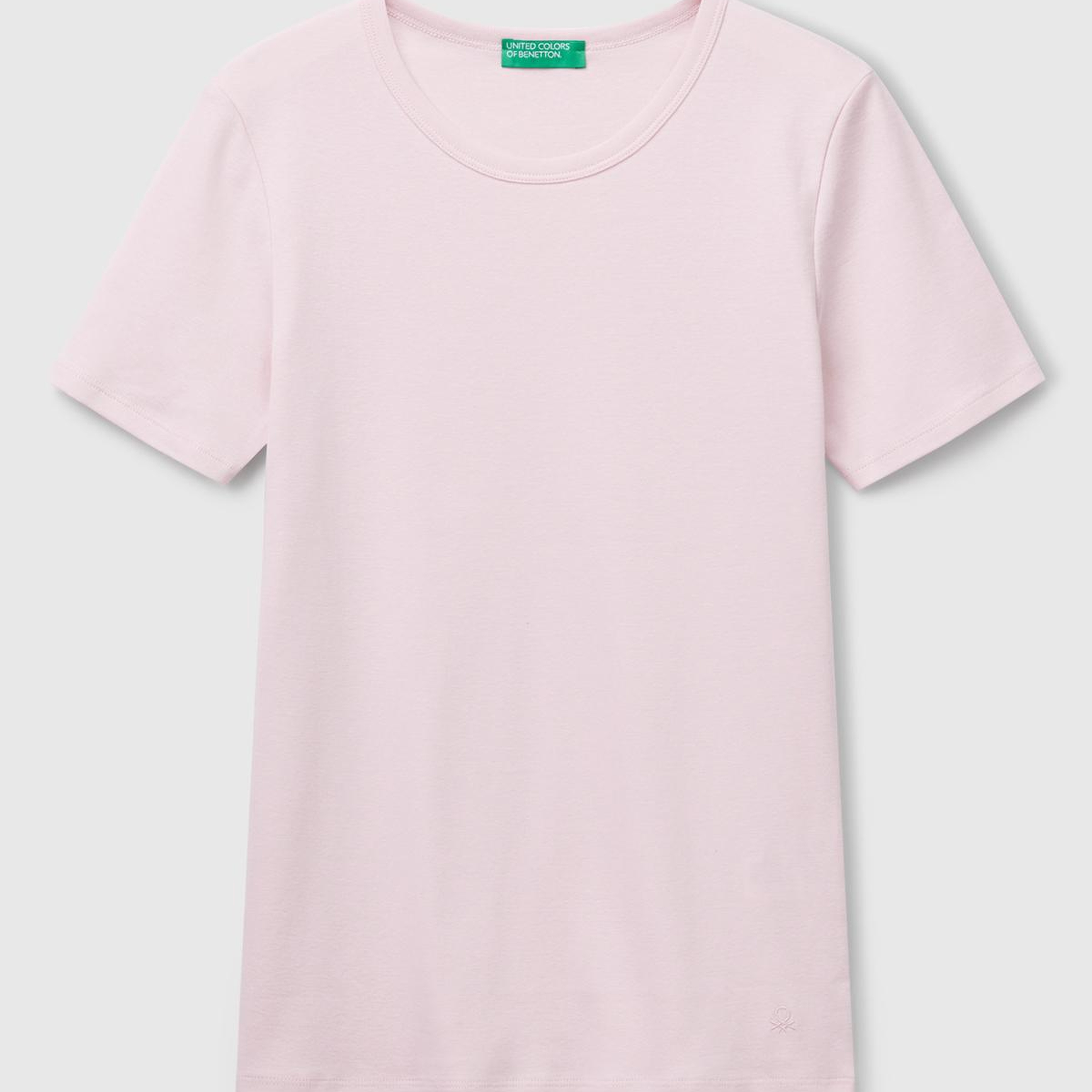 Kadın Açık Pembe %100 Koton Basic Kısa Kollu Bisiklet Yaka T-Shirt