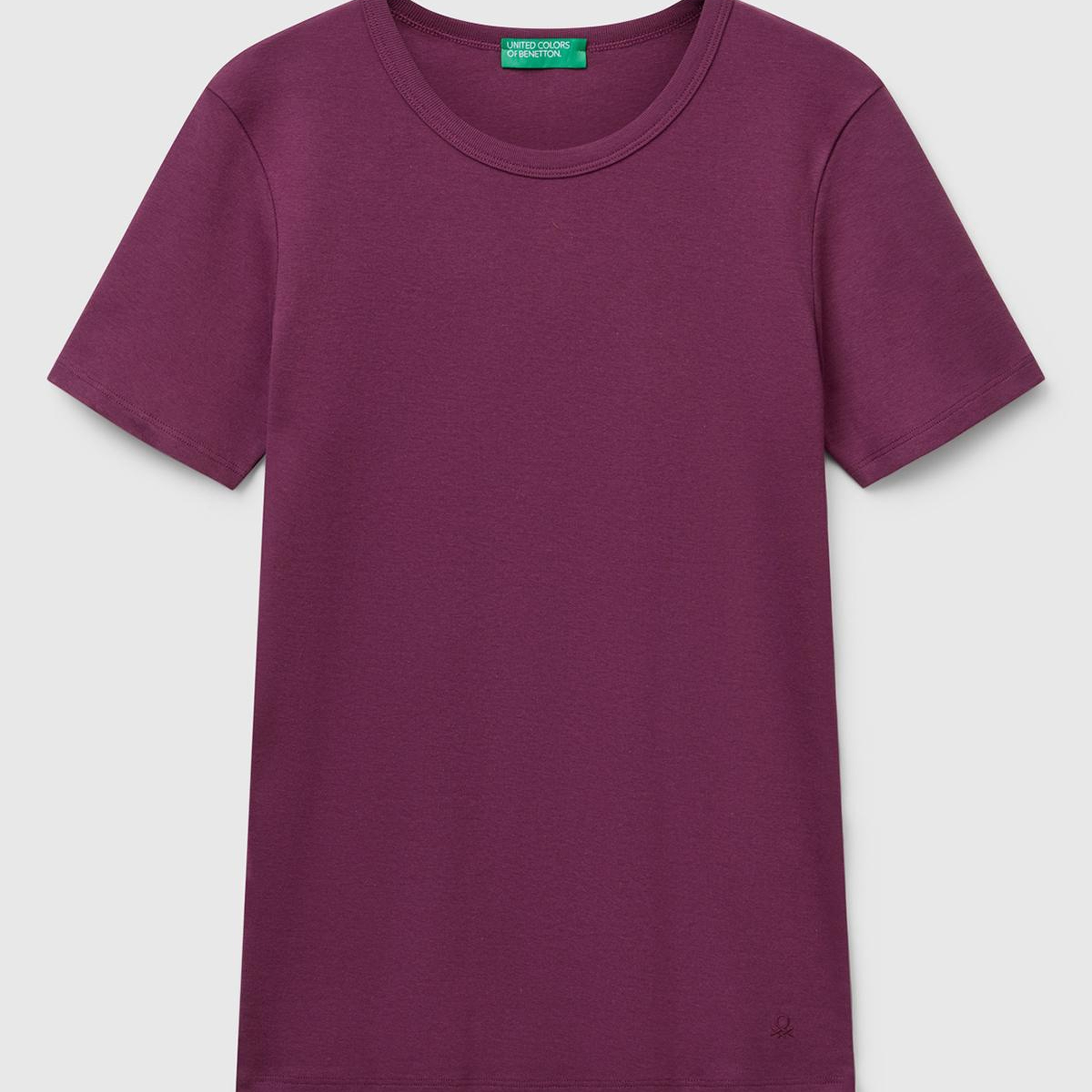 Kadın Mürdüm %100 Koton Basic Kısa Kollu Bisiklet Yaka T-Shirt