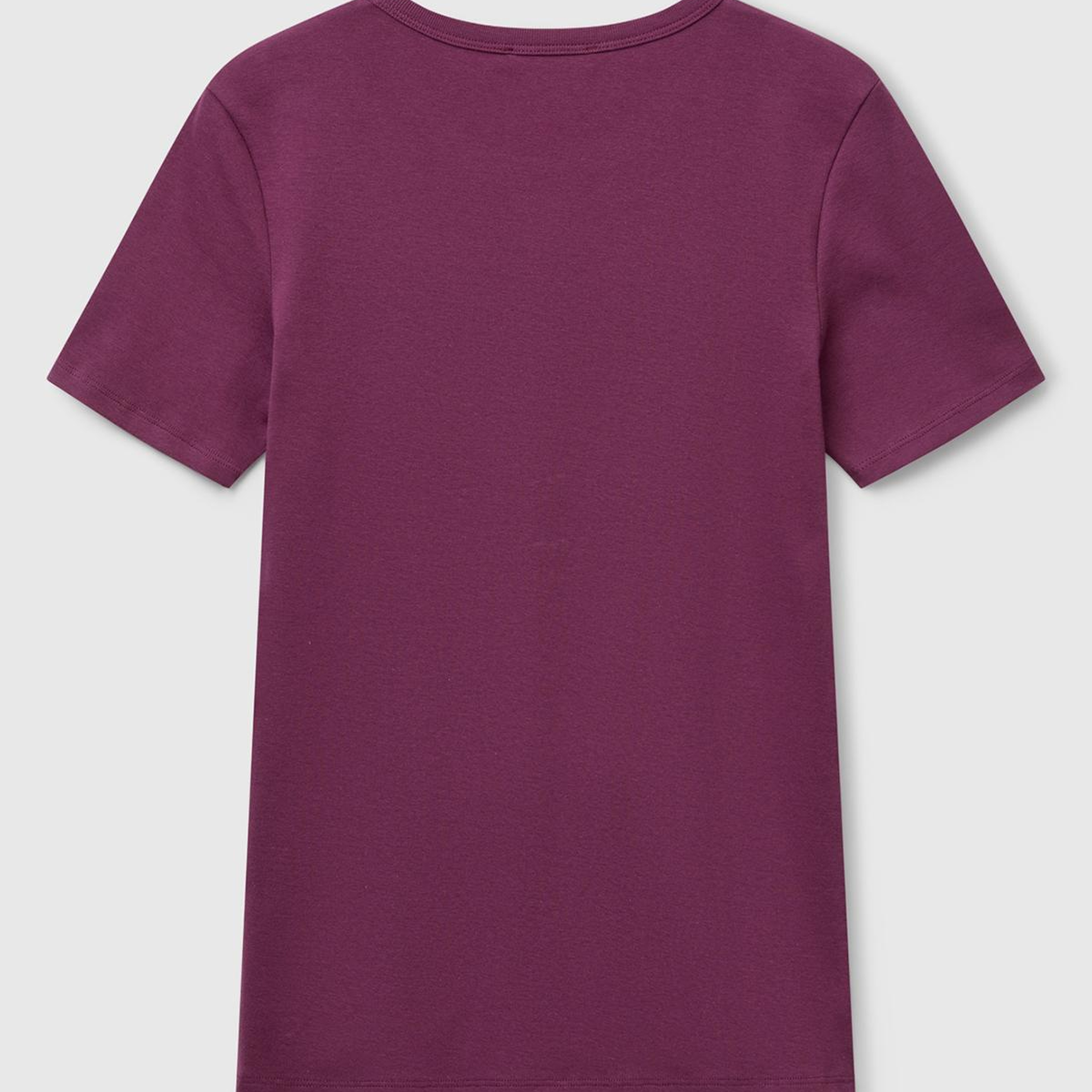 Kadın Mürdüm %100 Koton Basic Kısa Kollu Bisiklet Yaka T-Shirt