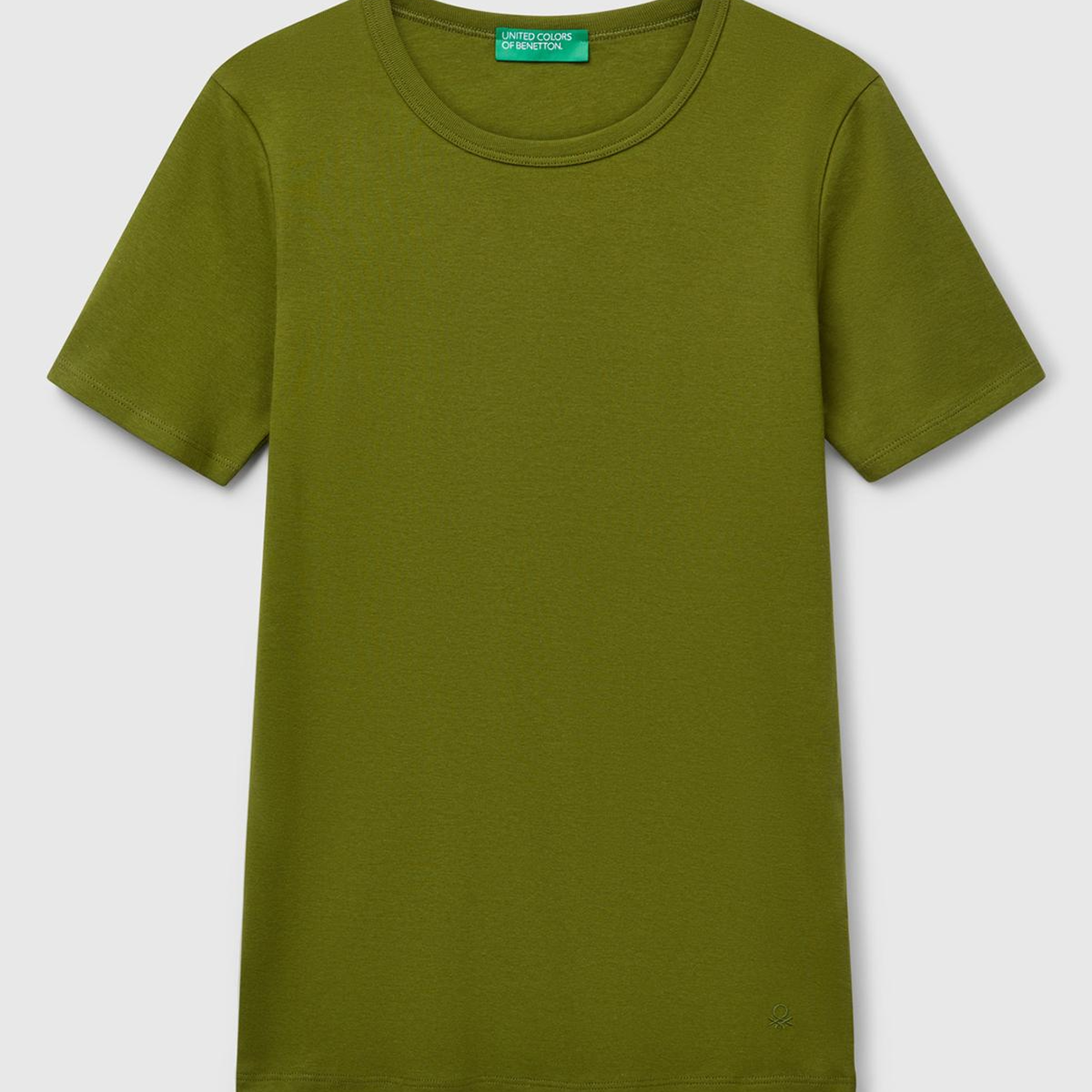 Kadın Haki Yeşili %100 Koton Basic Kısa Kollu Bisiklet Yaka T-Shirt