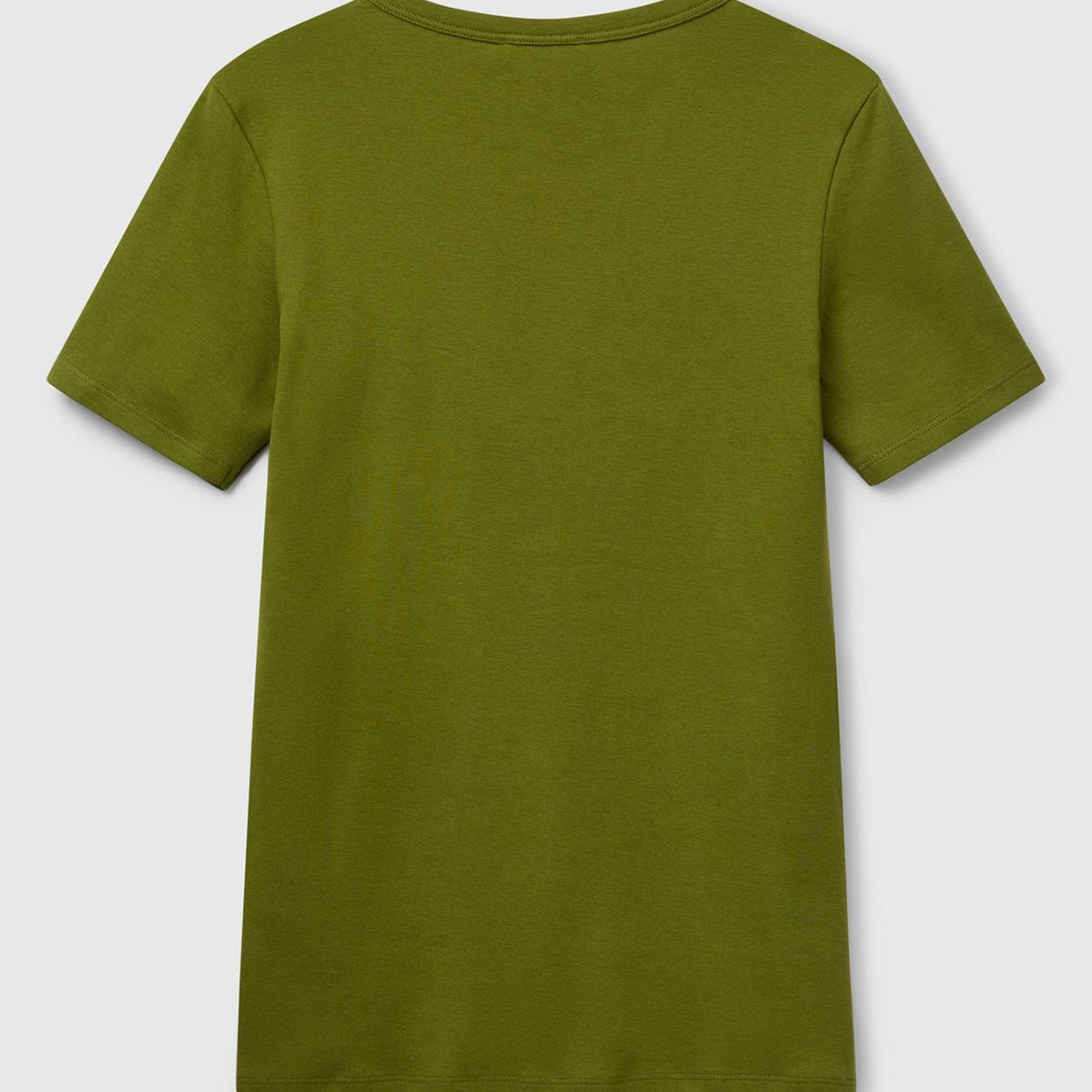 Kadın Haki Yeşili %100 Koton Basic Kısa Kollu Bisiklet Yaka T-Shirt