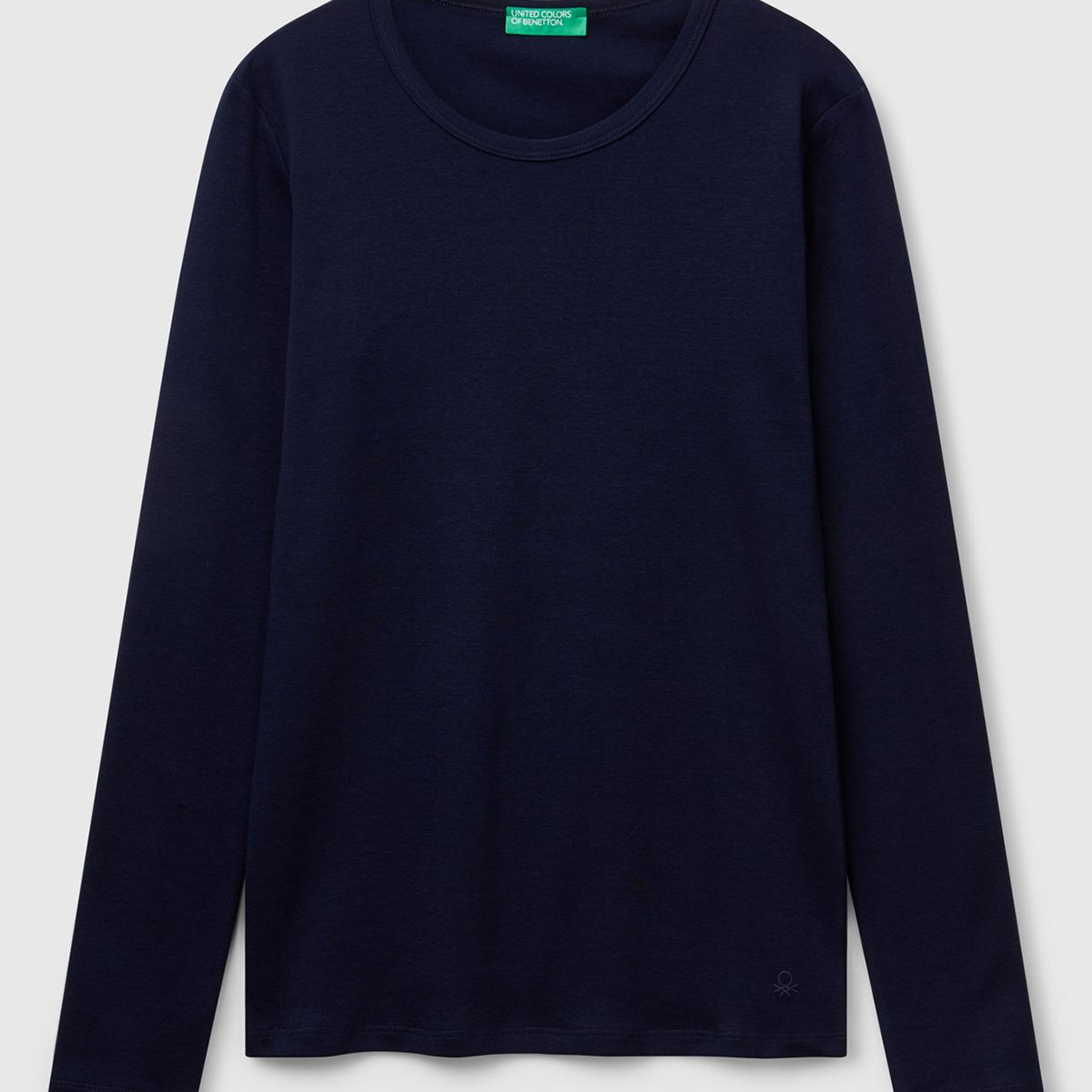 Kadın Lacivert Basic Bisiklet Yaka Uzun Kollu T-Shirt