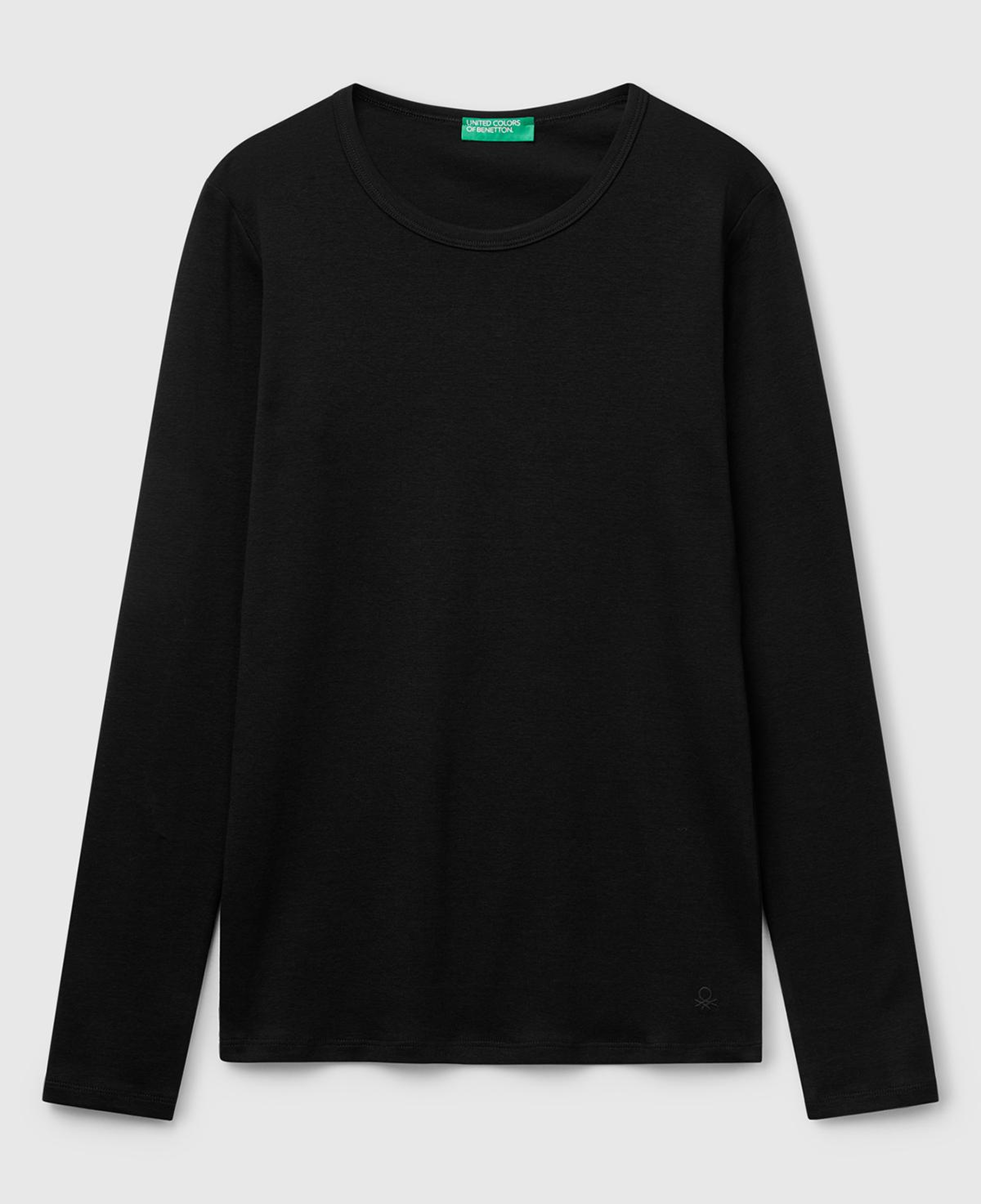 Kadın Siyah Basic Bisiklet Yaka Uzun Kollu T-Shirt