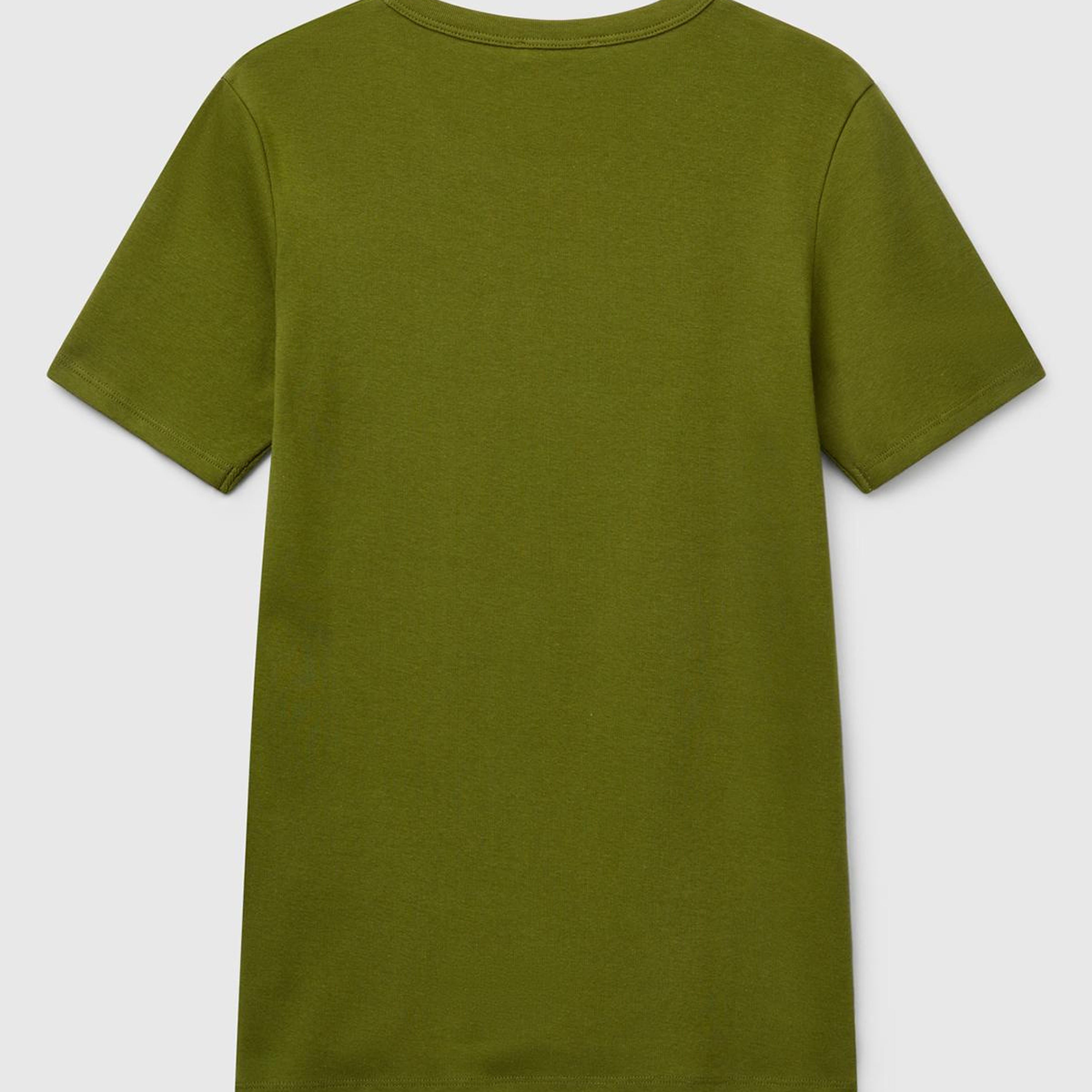 Kadın Haki Yeşili %100 Koton Benetton Yazılı Basic T-Shirt