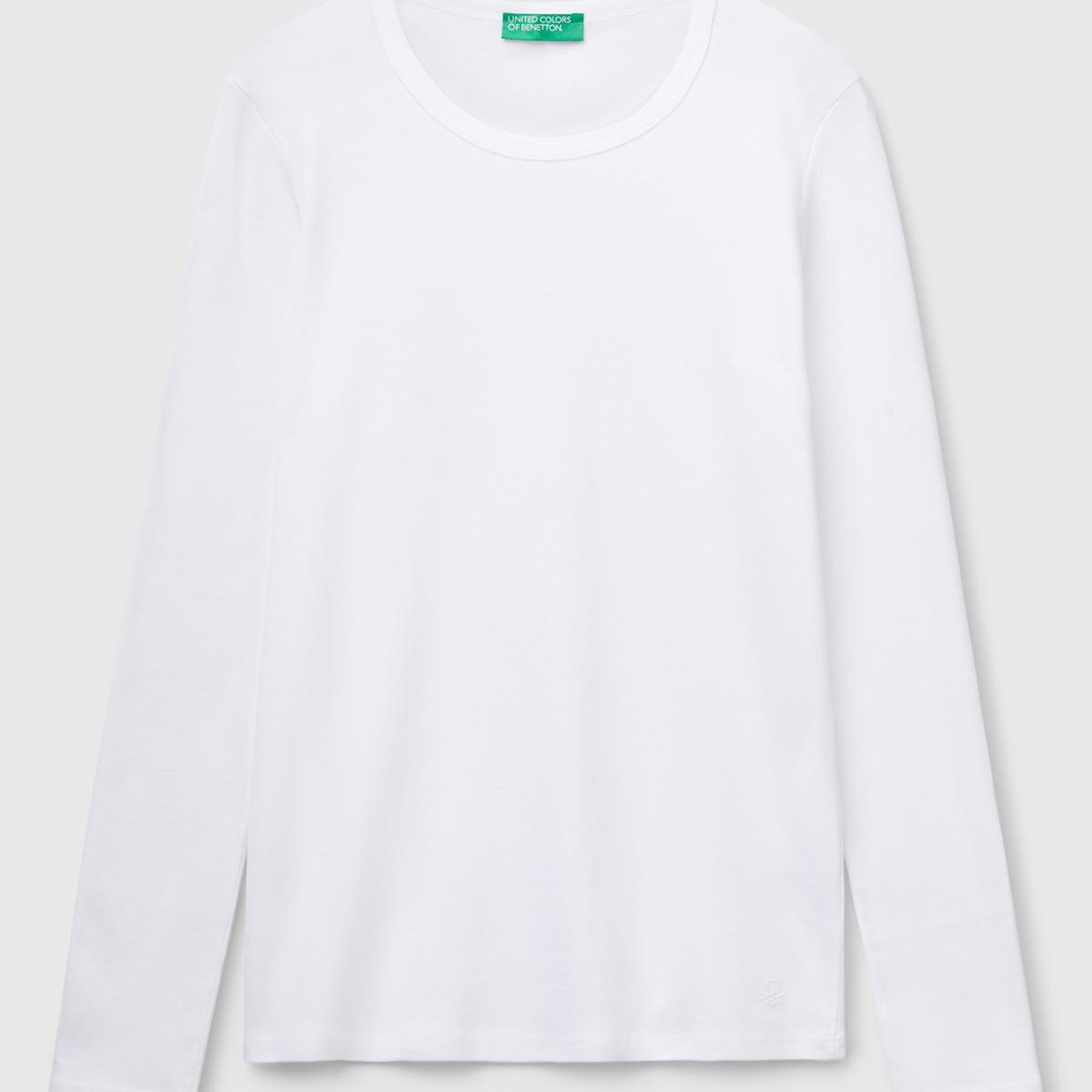 Kadın Beyaz Basic Bisiklet Yaka Uzun Kollu T-Shirt