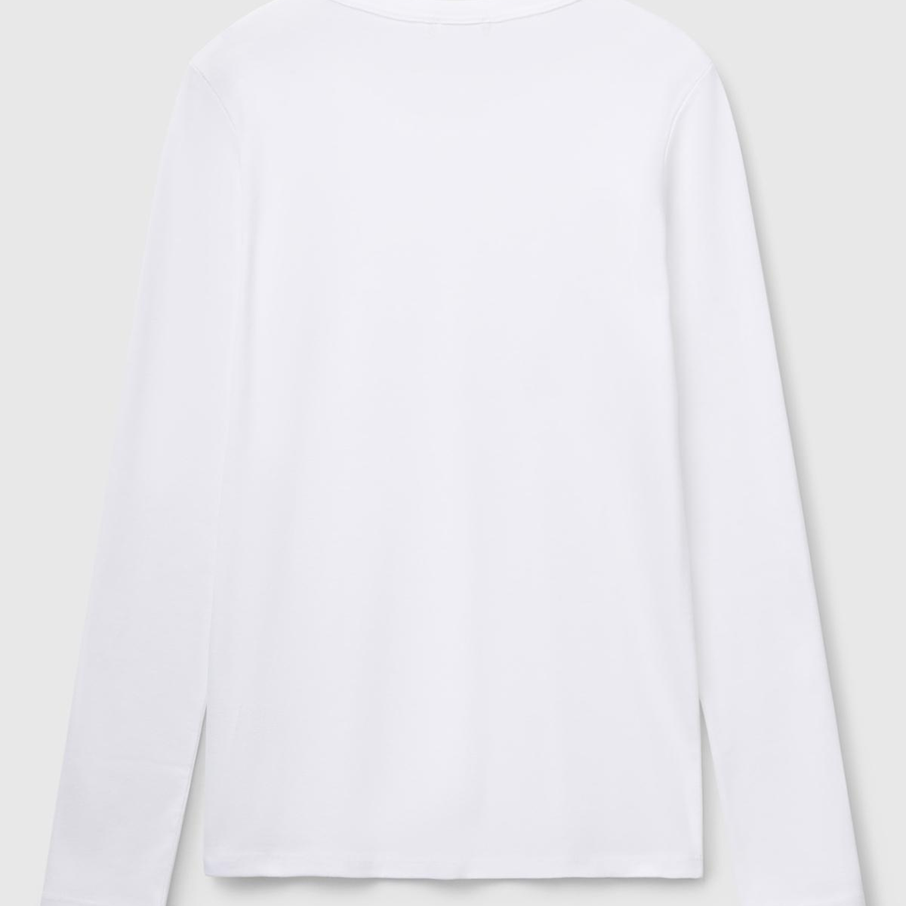 Kadın Beyaz Basic Bisiklet Yaka Uzun Kollu T-Shirt