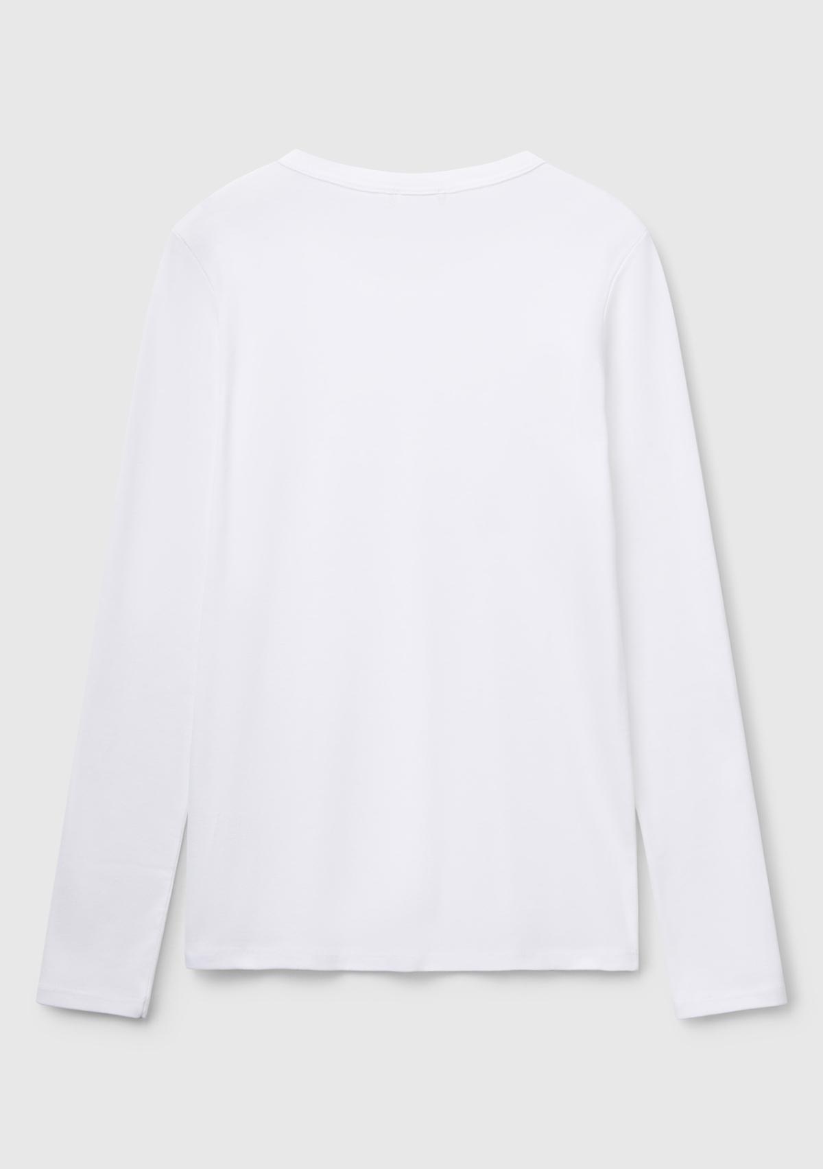 Kadın Beyaz Basic Bisiklet Yaka Uzun Kollu T-Shirt