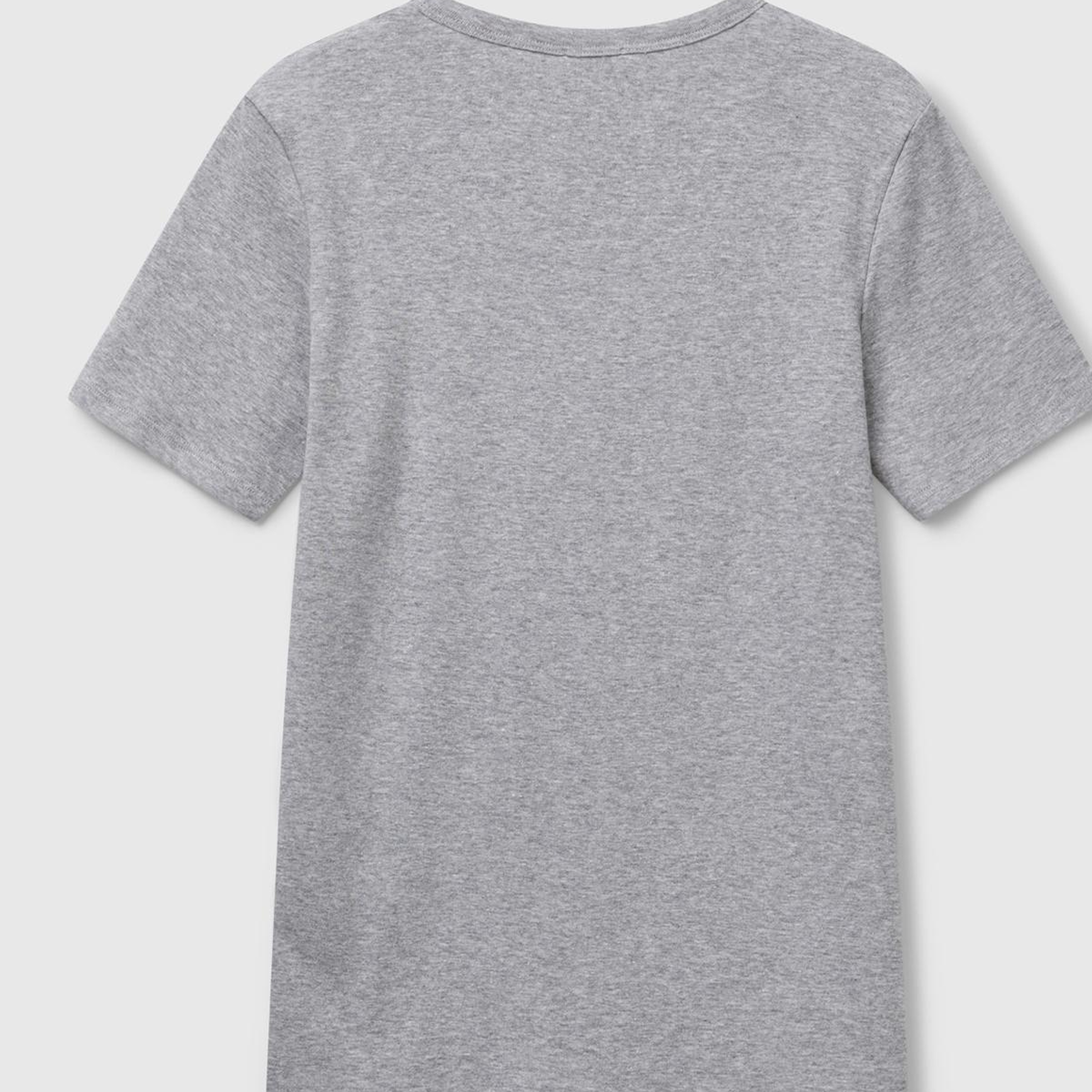 Kadın Gri Melanj %100 Koton Benetton Yazılı Basic T-Shirt