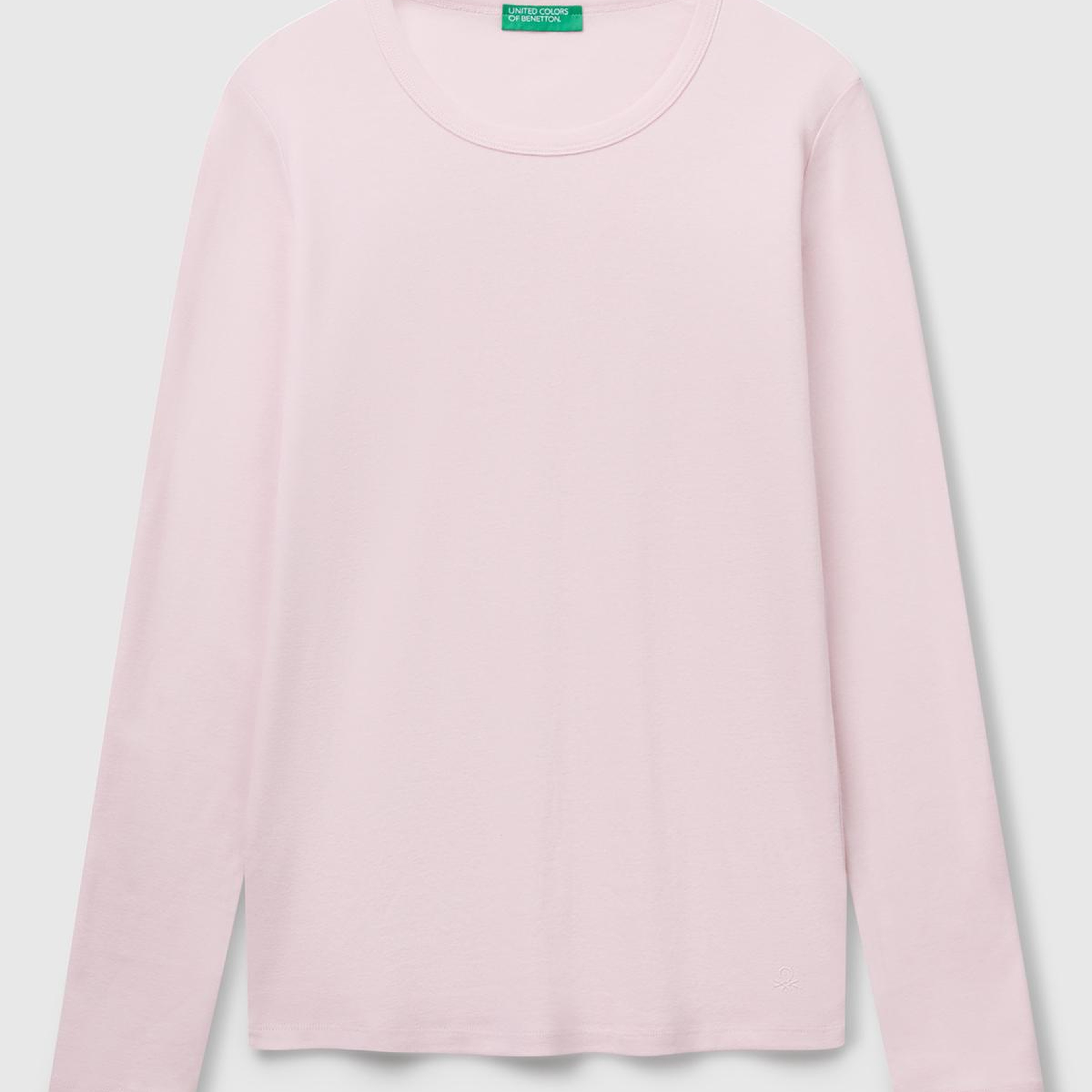 Kadın Açık Pembe Basic Bisiklet Yaka Uzun Kollu T-Shirt