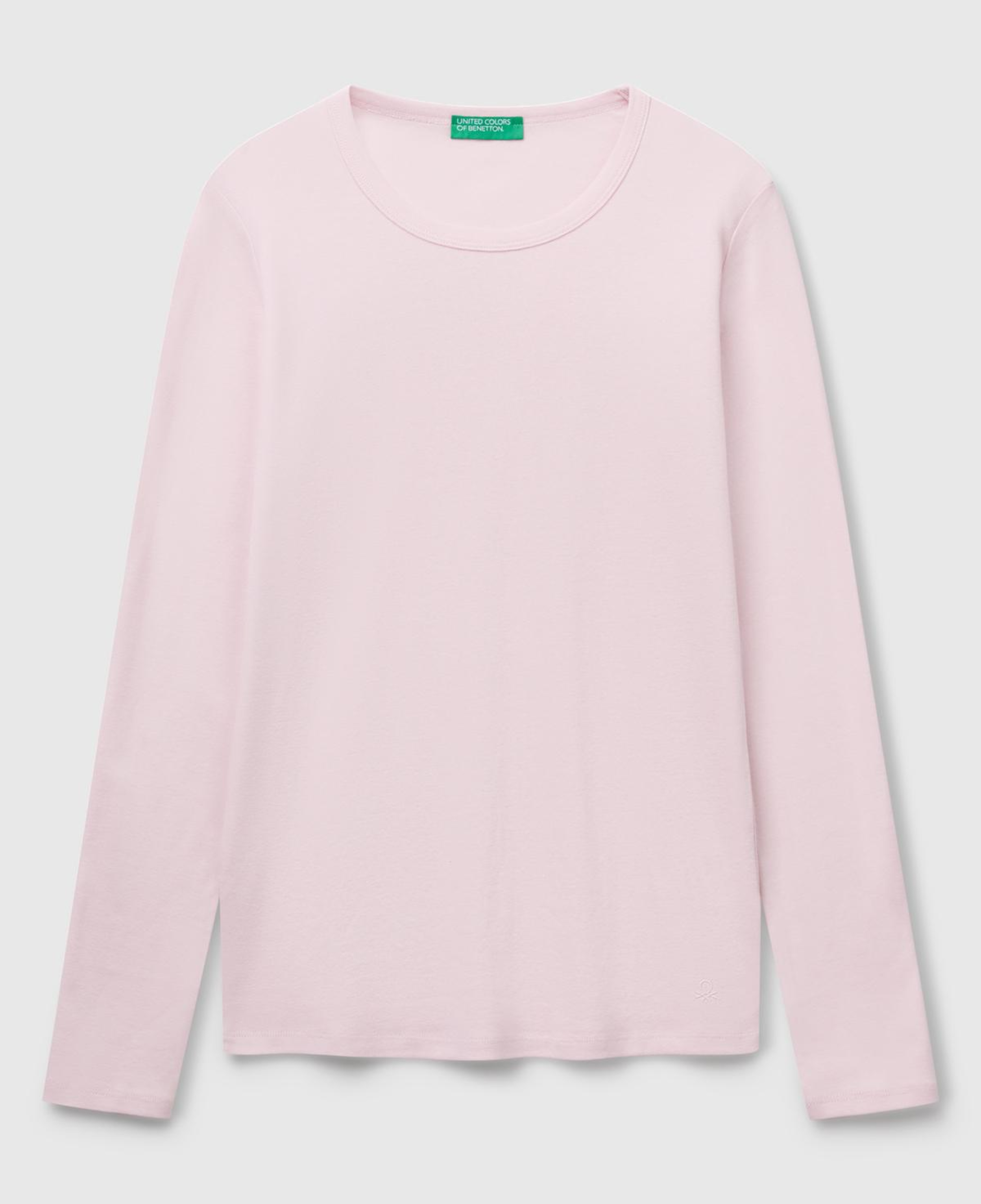 Kadın Açık Pembe Basic Bisiklet Yaka Uzun Kollu T-Shirt