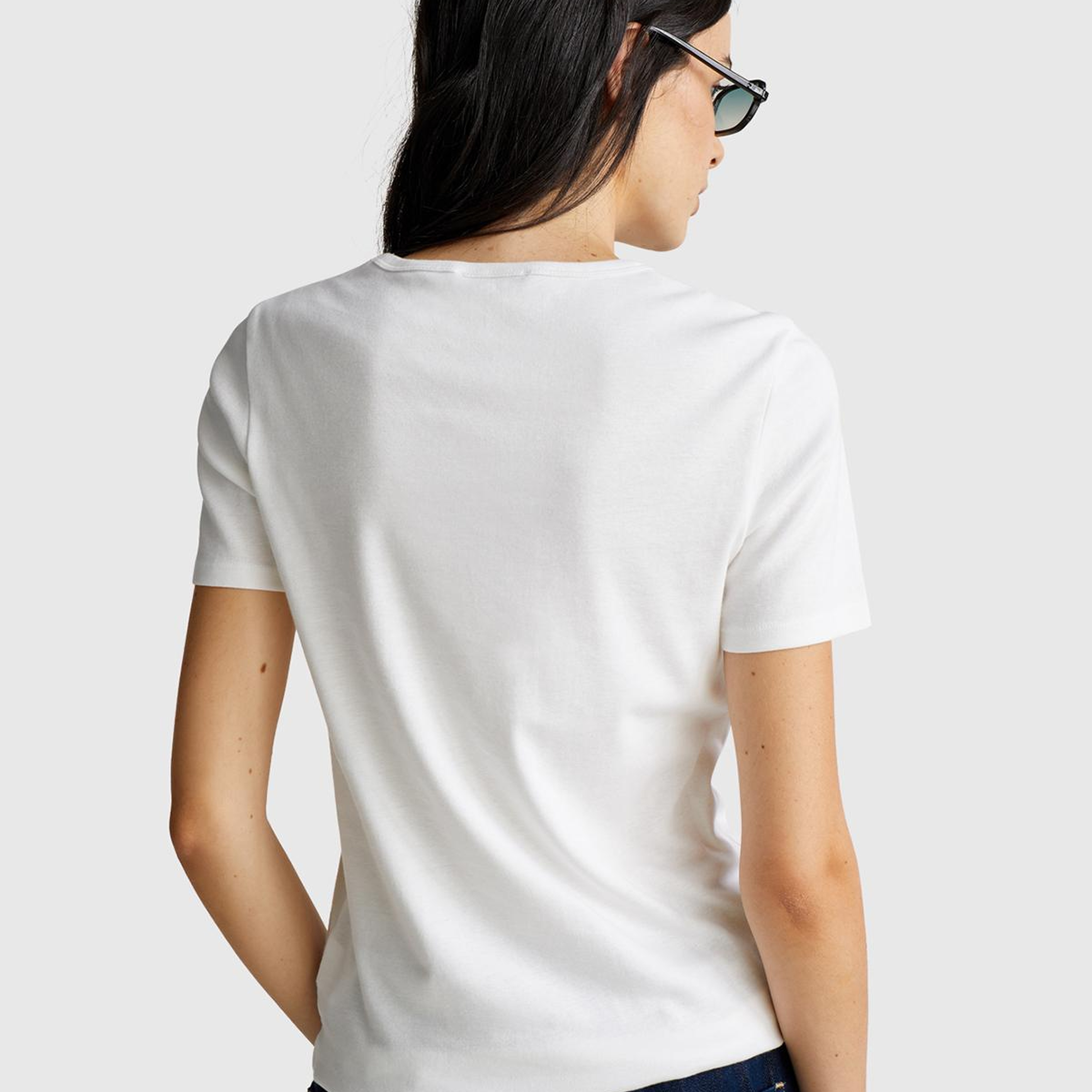 Kadın Beyaz-Renkli Yazılı %100 Koton Benetton Yazılı Basic T-Shirt
