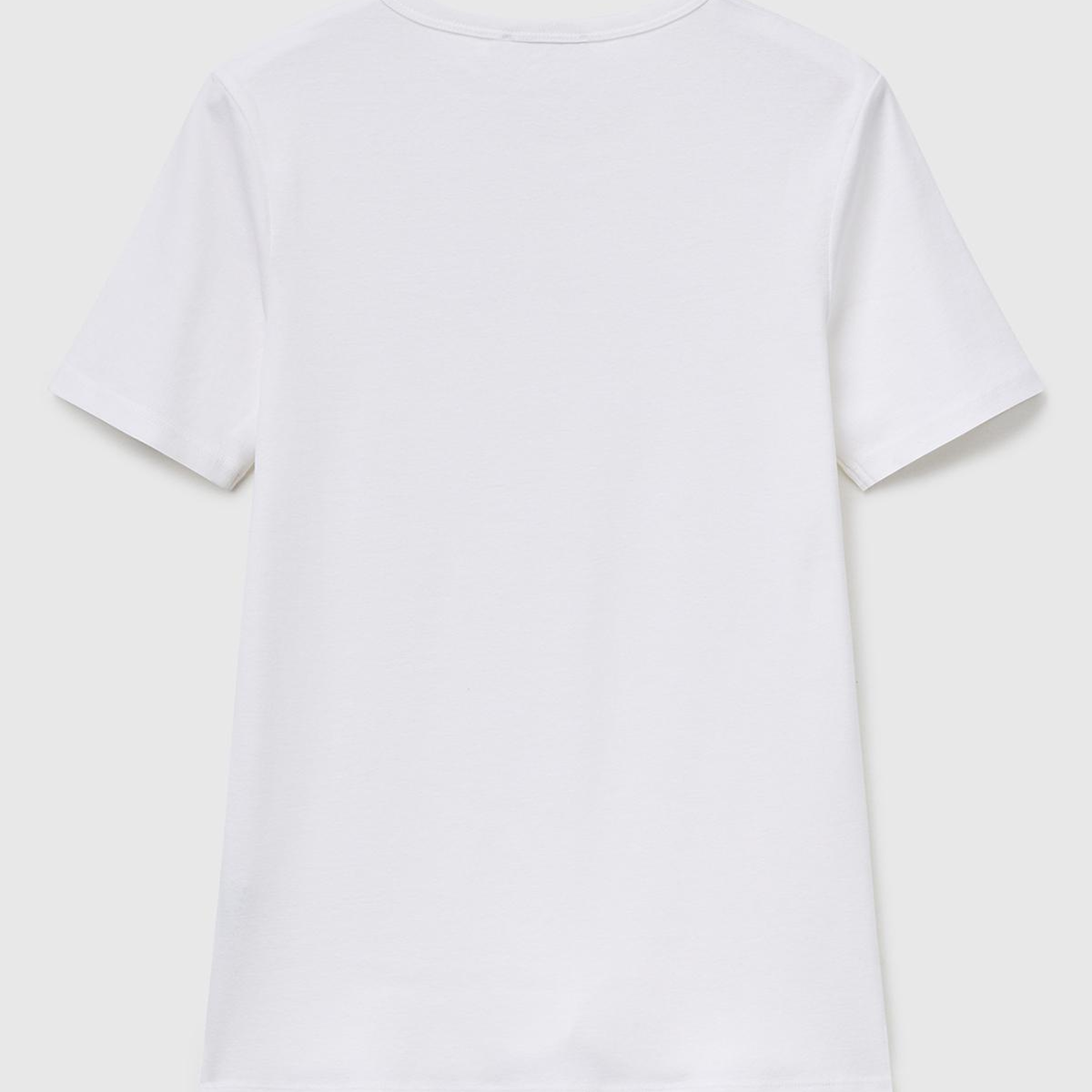Kadın Beyaz-Renkli Yazılı %100 Koton Benetton Yazılı Basic T-Shirt