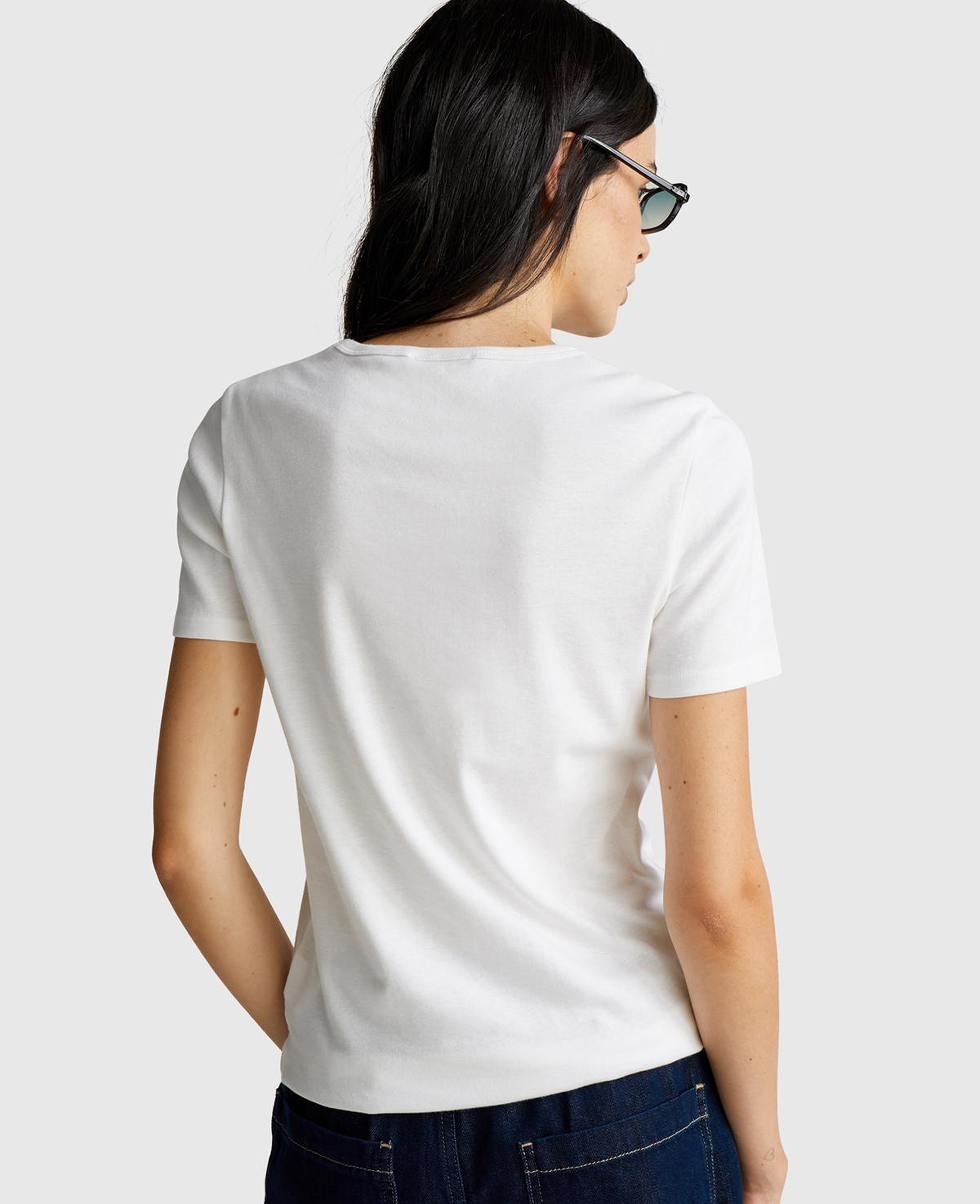 Kadın Beyaz-Renkli Yazılı %100 Koton Benetton Yazılı Basic T-Shirt