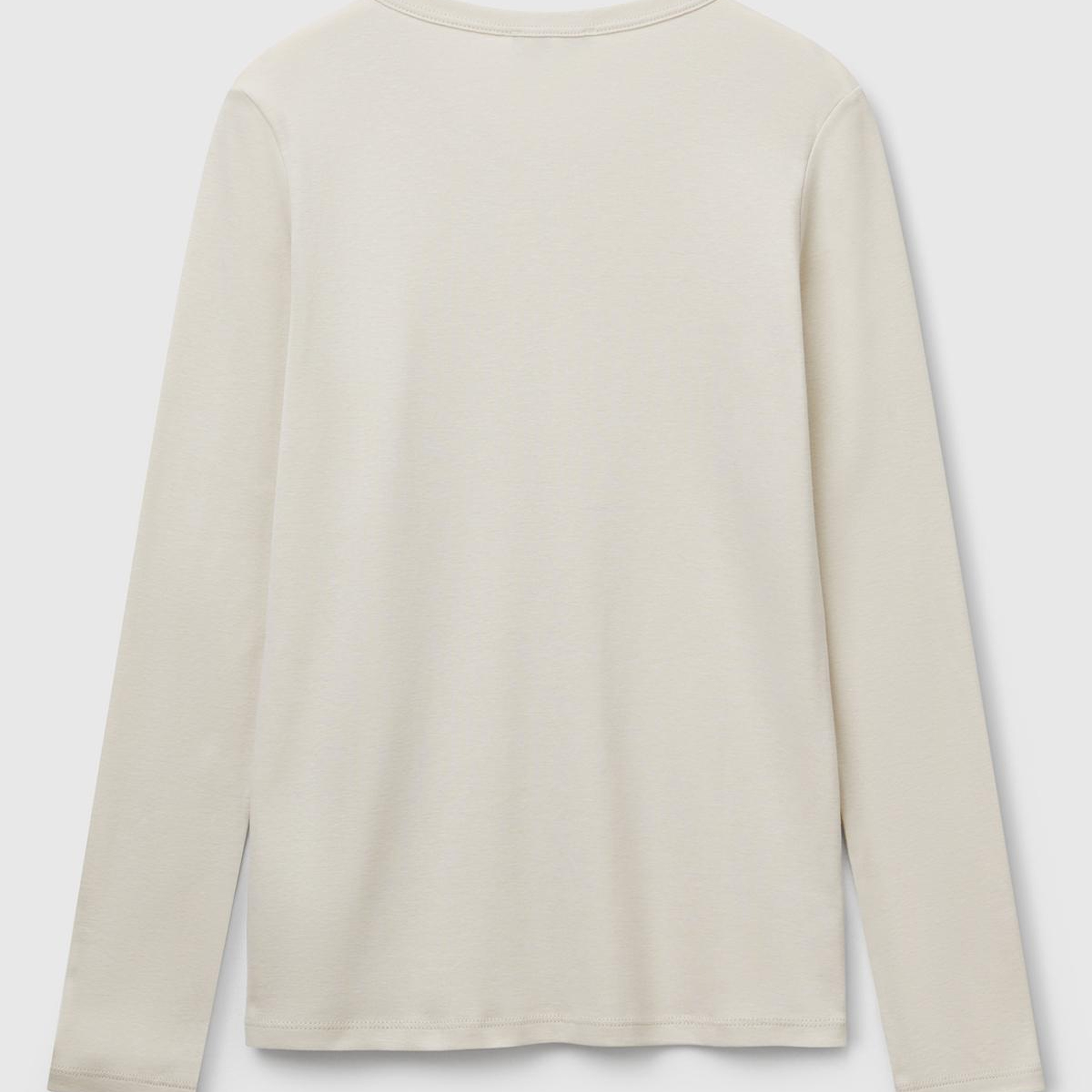 Kadın Krem Basic Bisiklet Yaka Uzun Kollu T-Shirt