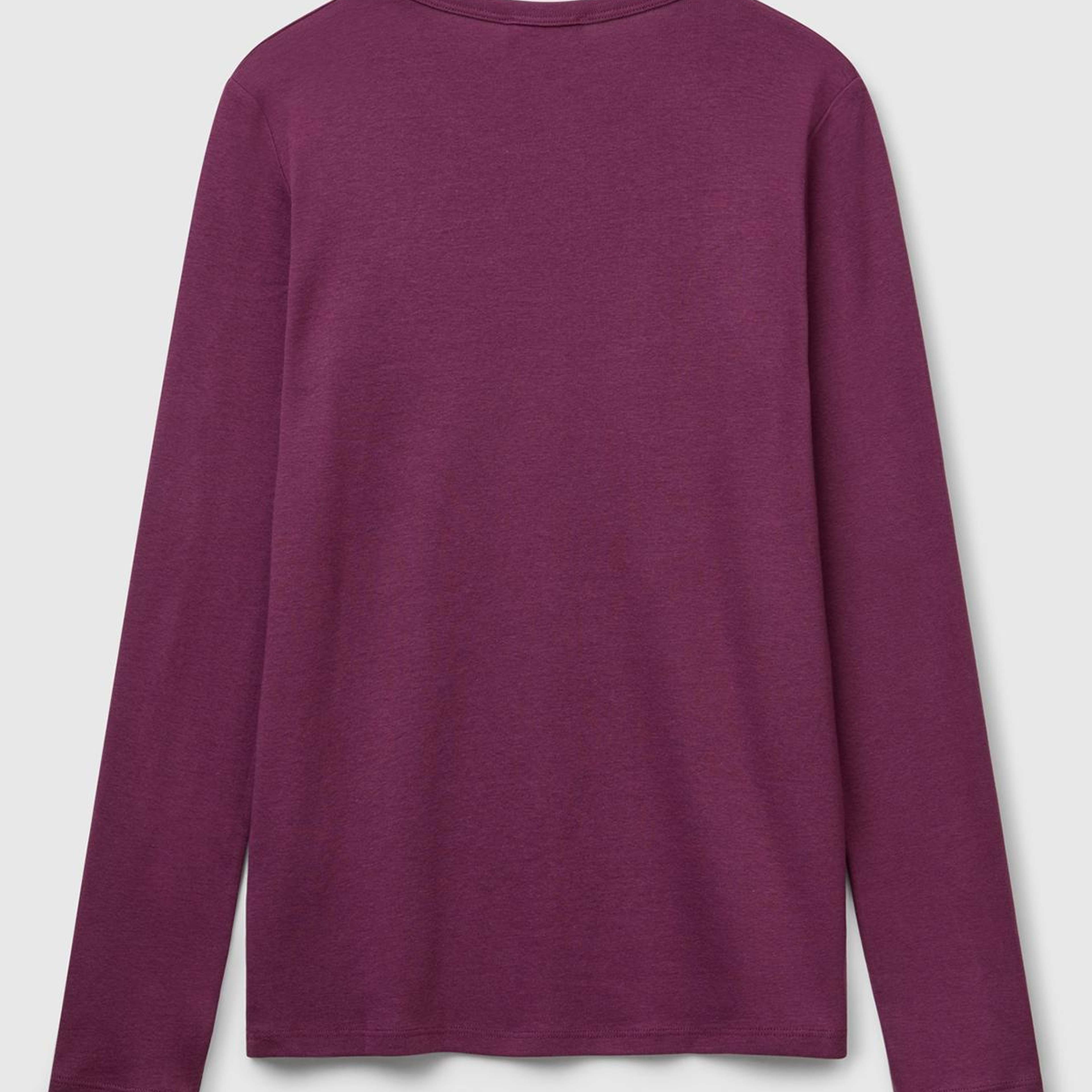 Kadın Mürdüm Basic Bisiklet Yaka Uzun Kollu T-Shirt