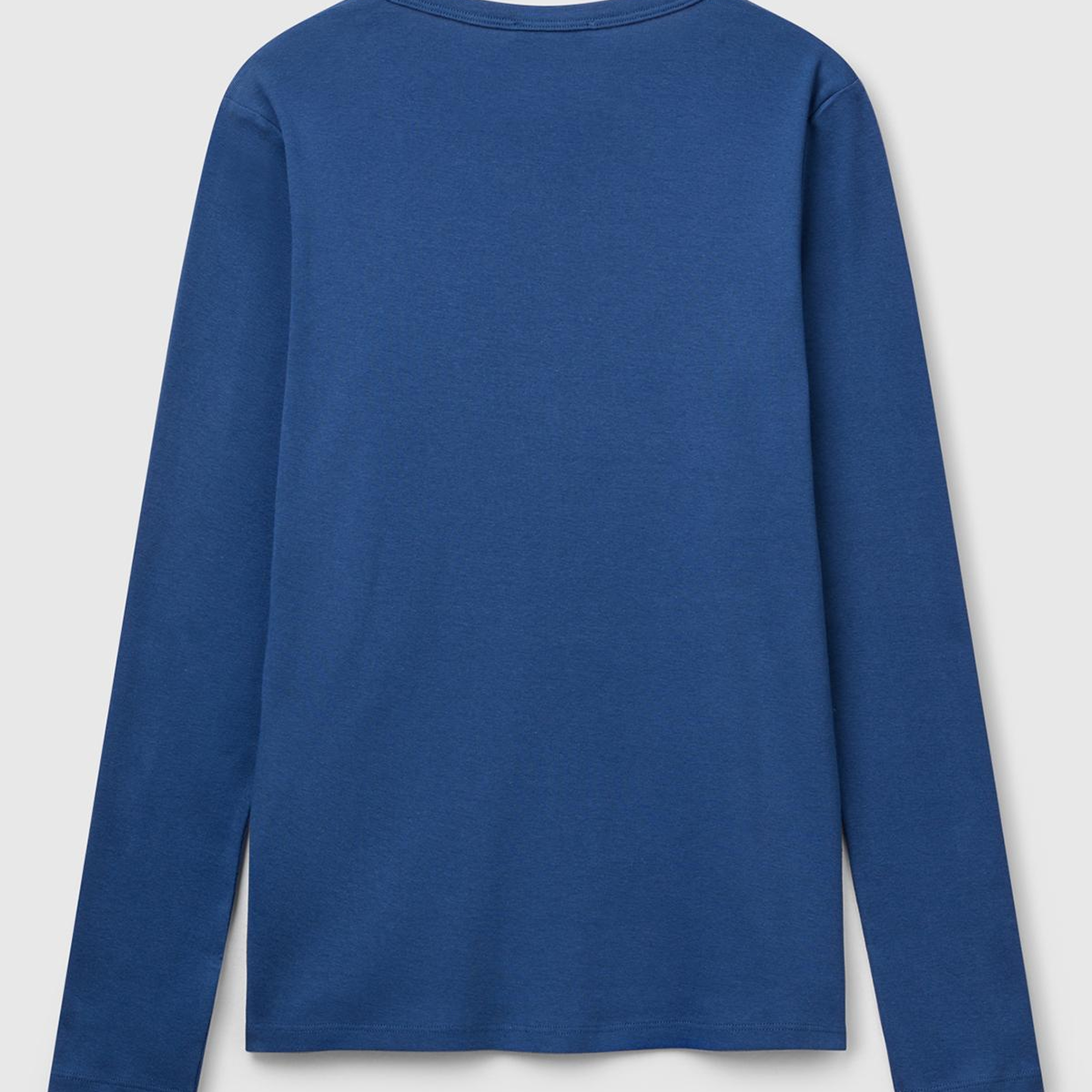 Kadın İndigo Mavisi Basic Bisiklet Yaka Uzun Kollu T-Shirt
