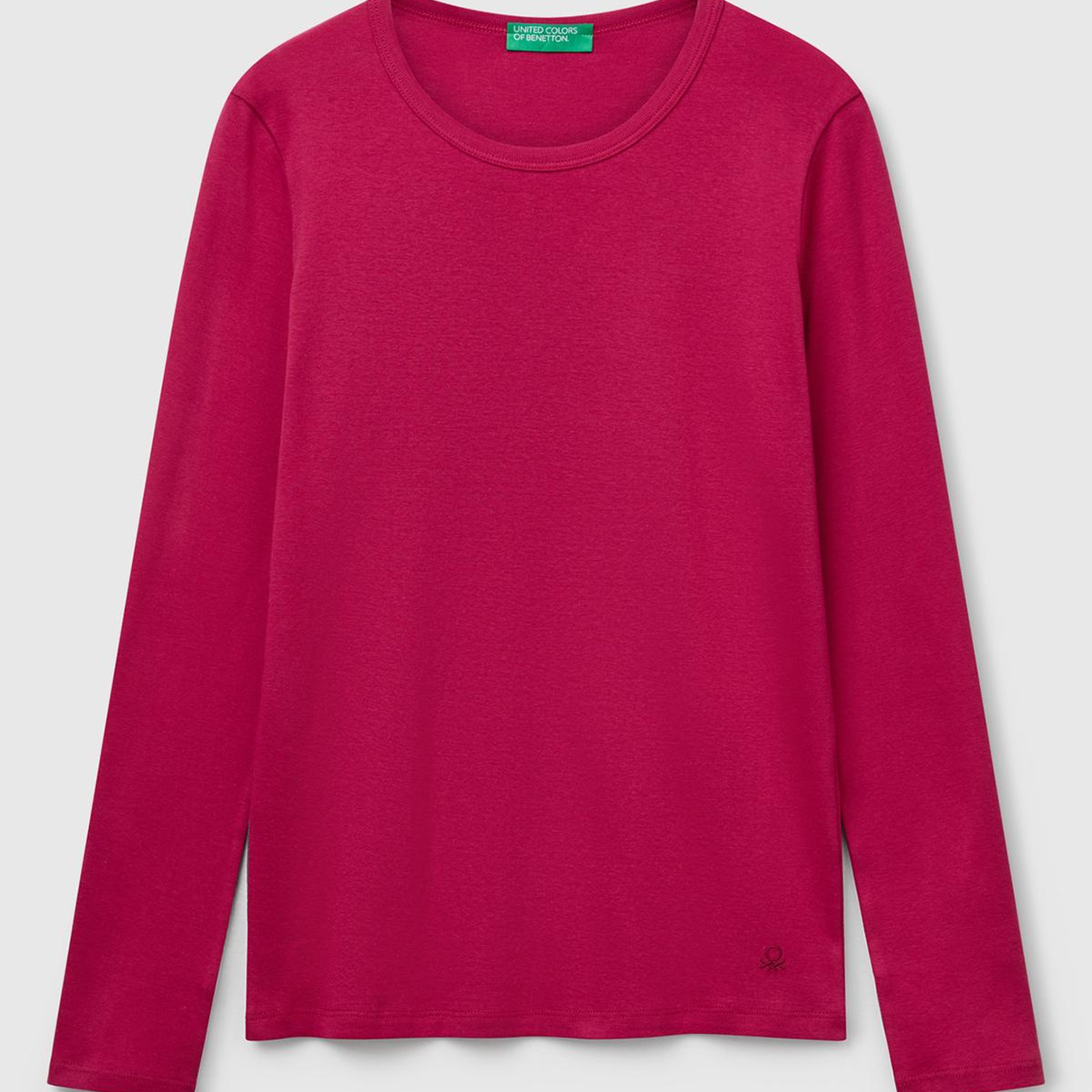 Kadın Fuşya Basic Bisiklet Yaka Uzun Kollu T-Shirt