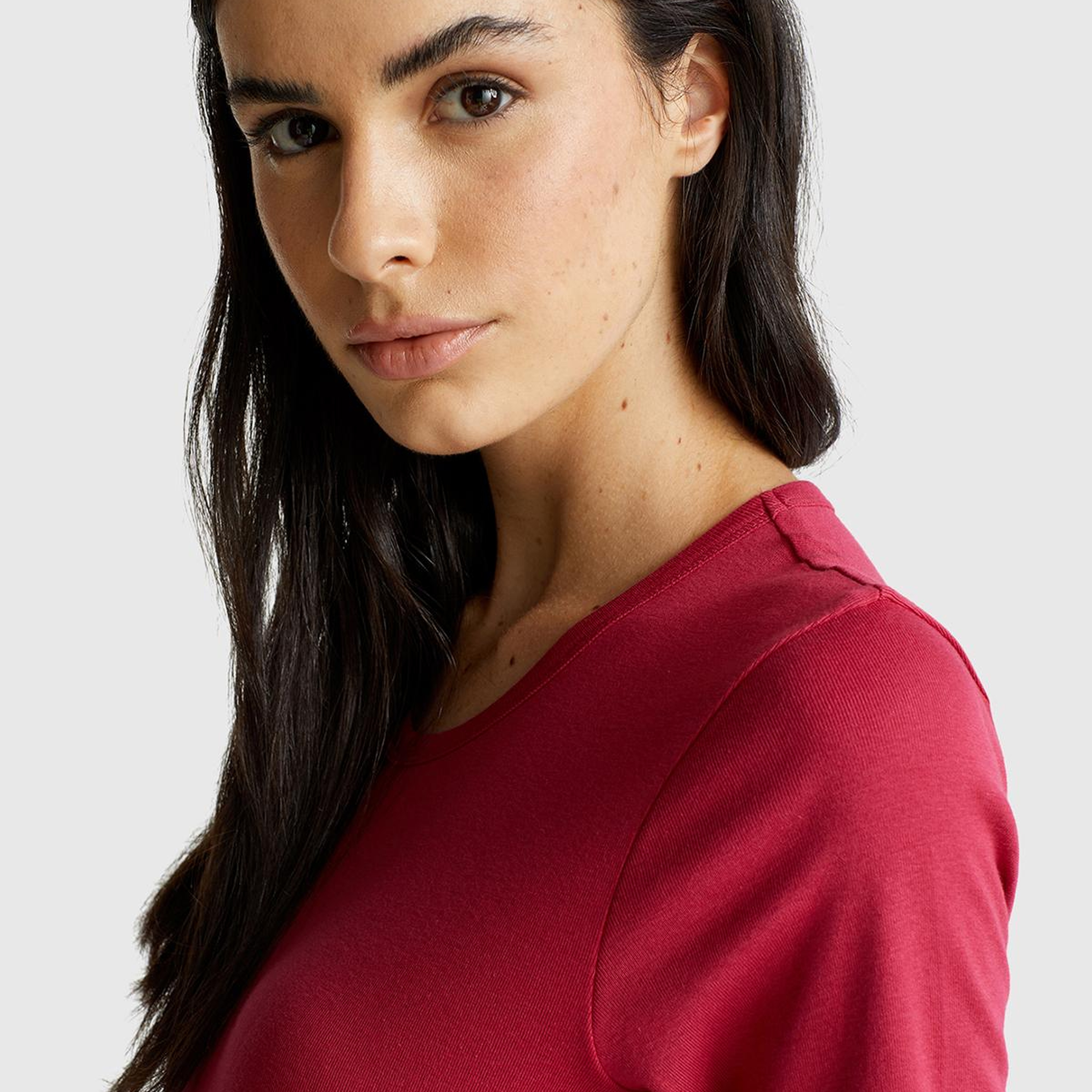 Kadın Fuşya Basic Bisiklet Yaka Uzun Kollu T-Shirt