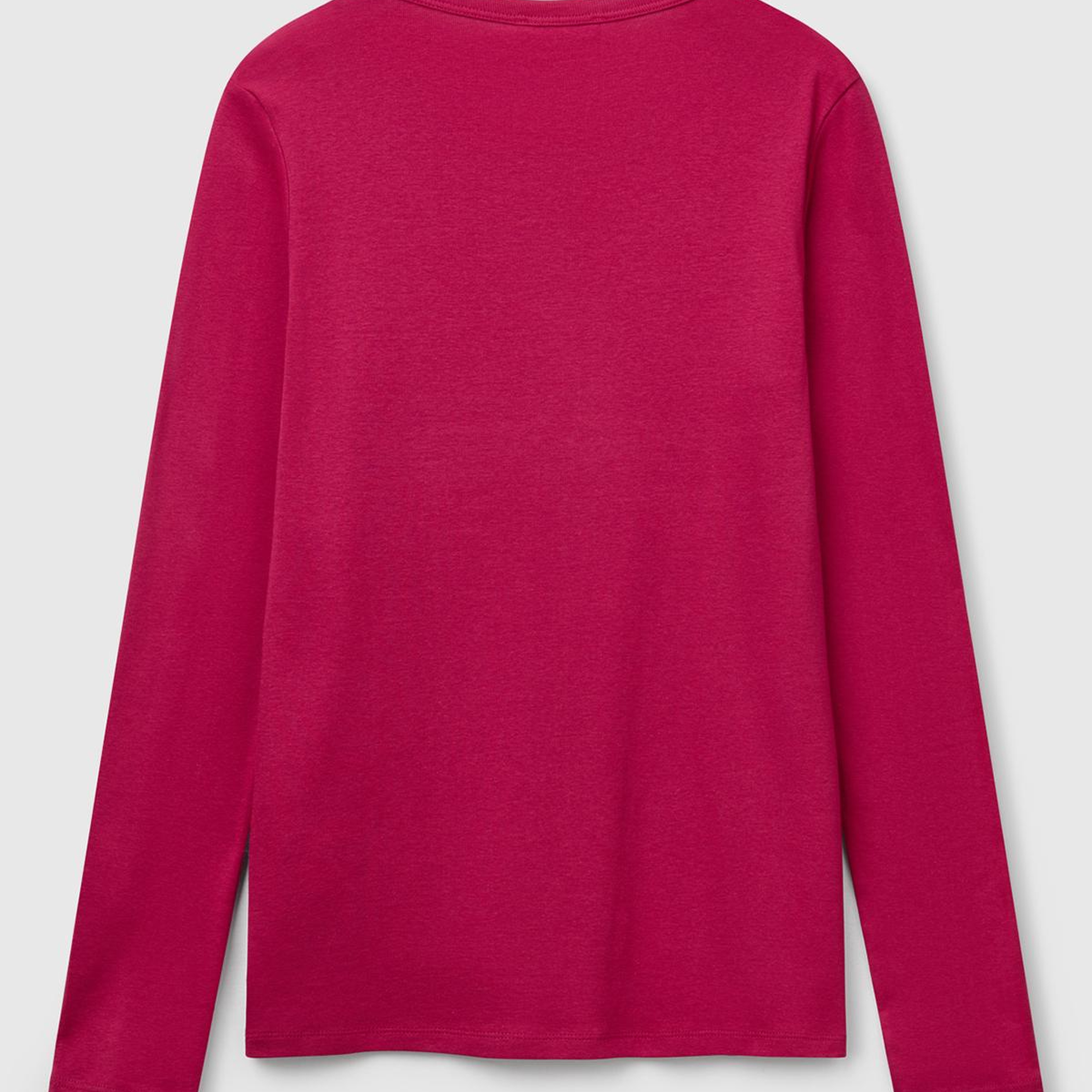 Kadın Fuşya Basic Bisiklet Yaka Uzun Kollu T-Shirt