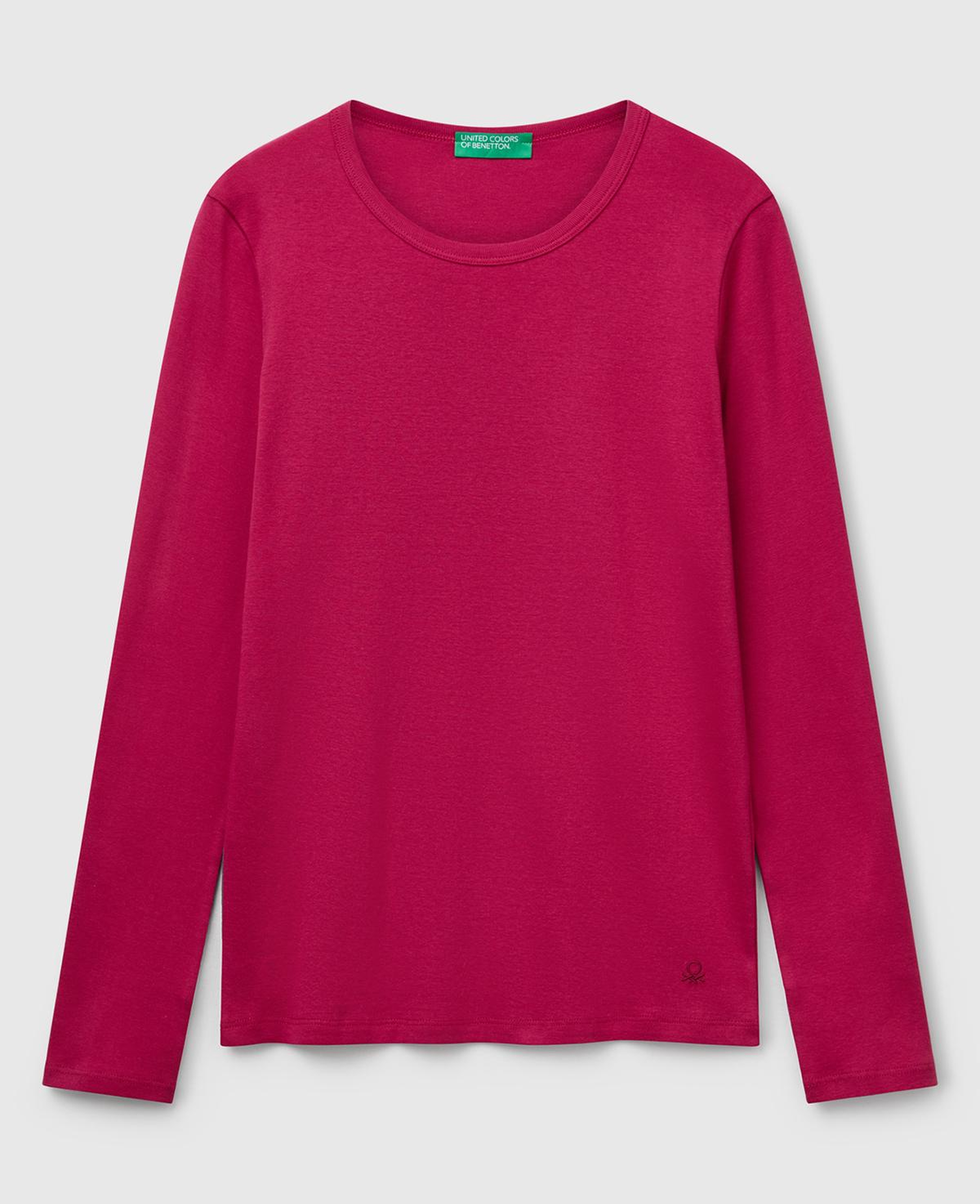 Kadın Fuşya Basic Bisiklet Yaka Uzun Kollu T-Shirt