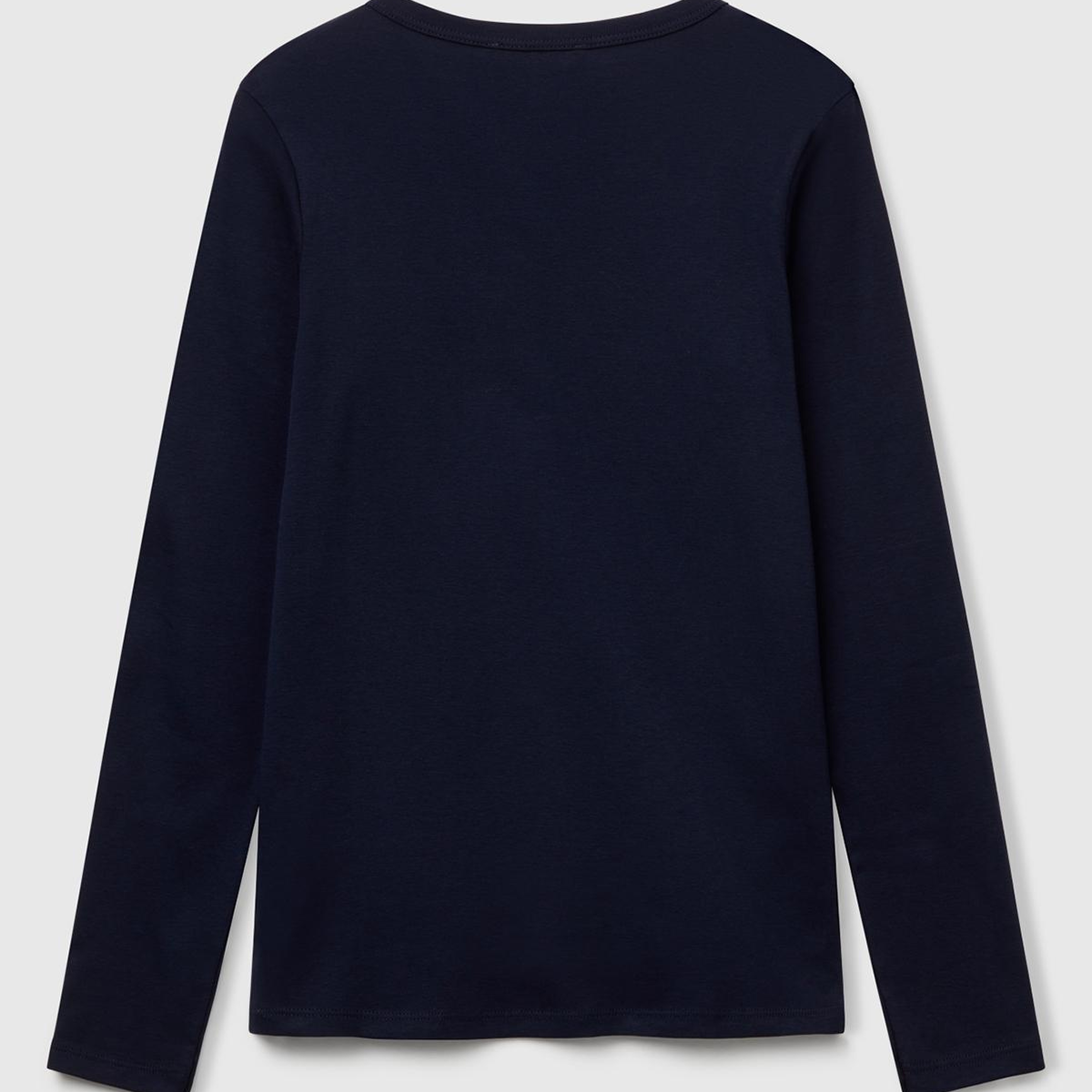 Kadın Lacivert %100 Koton Bisiklet Yaka Benetton Yazılı Uzun Kollu T-Shirt