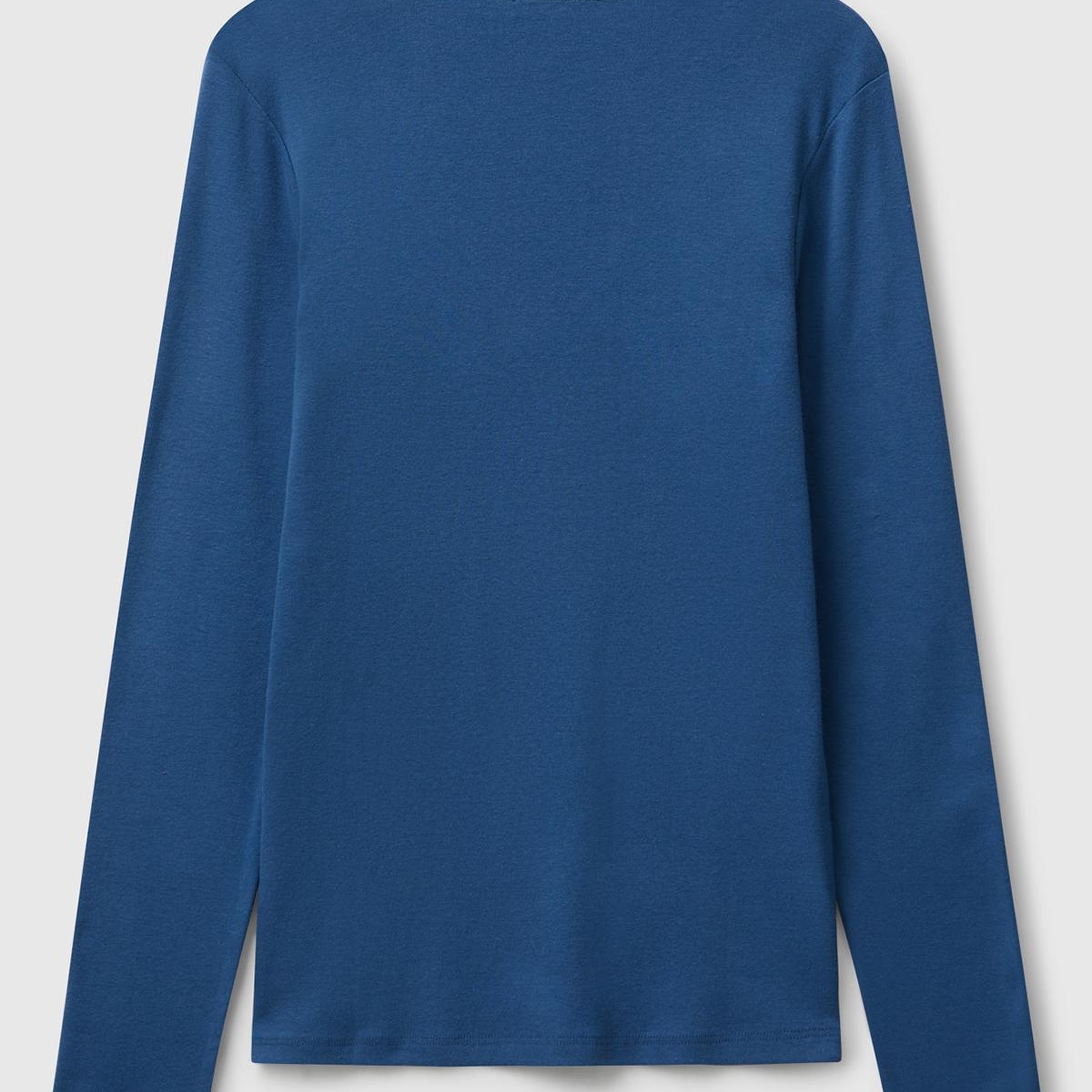 Kadın İndigo Mavisi Basic V Yaka Uzun Kollu T-Shirt
