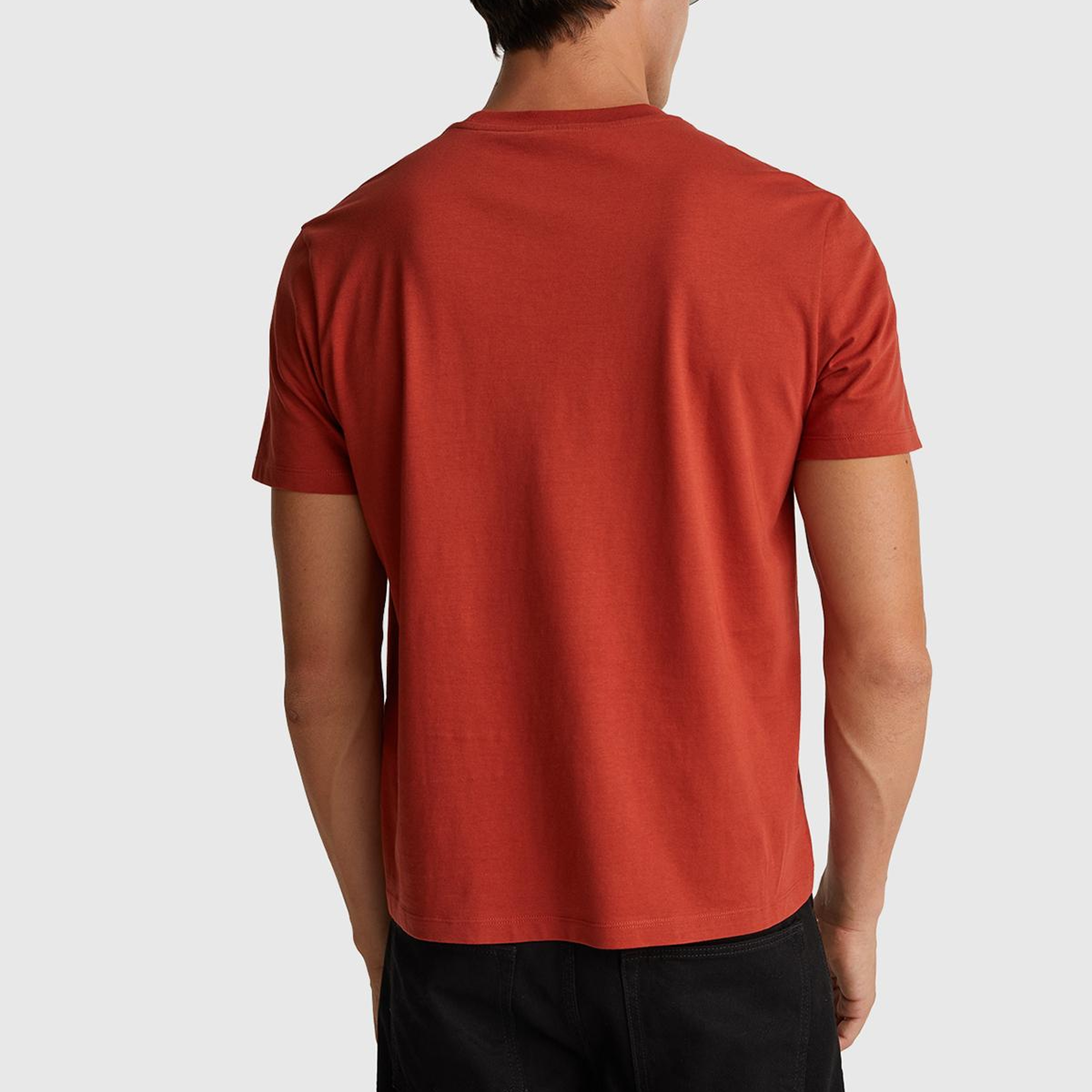 Erkek Kırmızı-UCB %100 Pamuk Önü Logo Baskılı Relax Fit T-Shirt